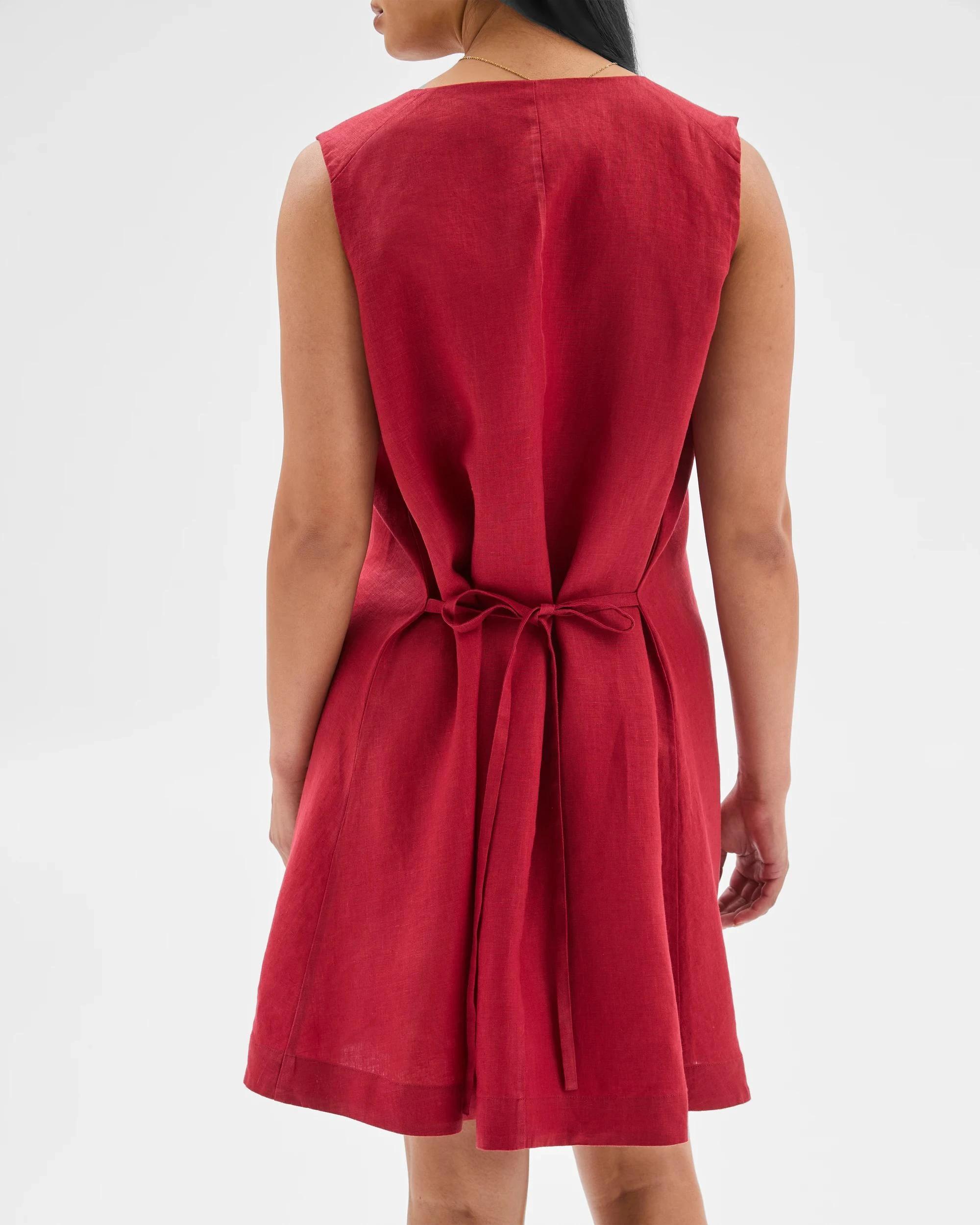 7 Target Woman European Linen Button Front Mini Dress GARNET, 7 of 7