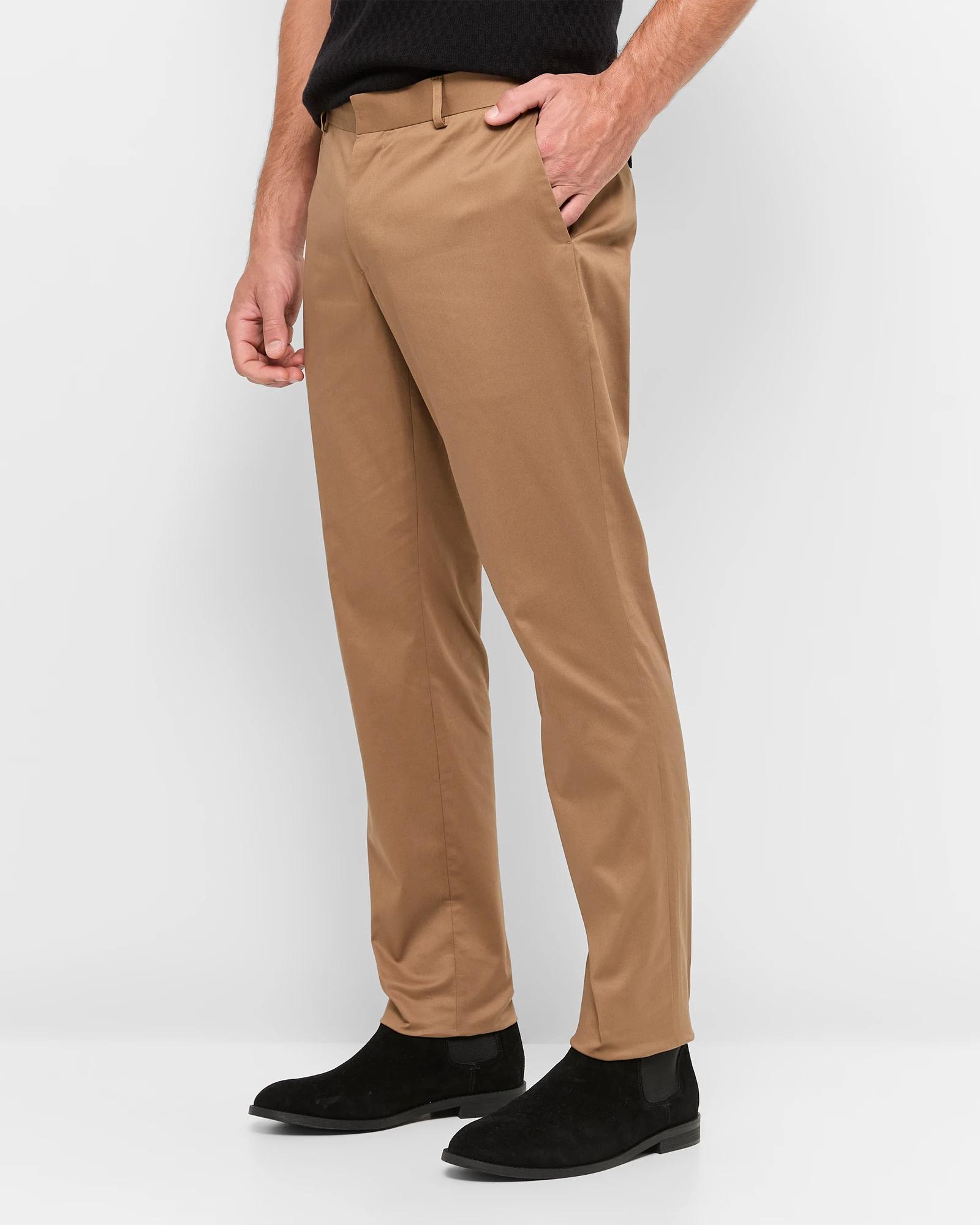 3 Preview Australian Cotton Tailored Slim Chino Pants OTTER, 3 of 7