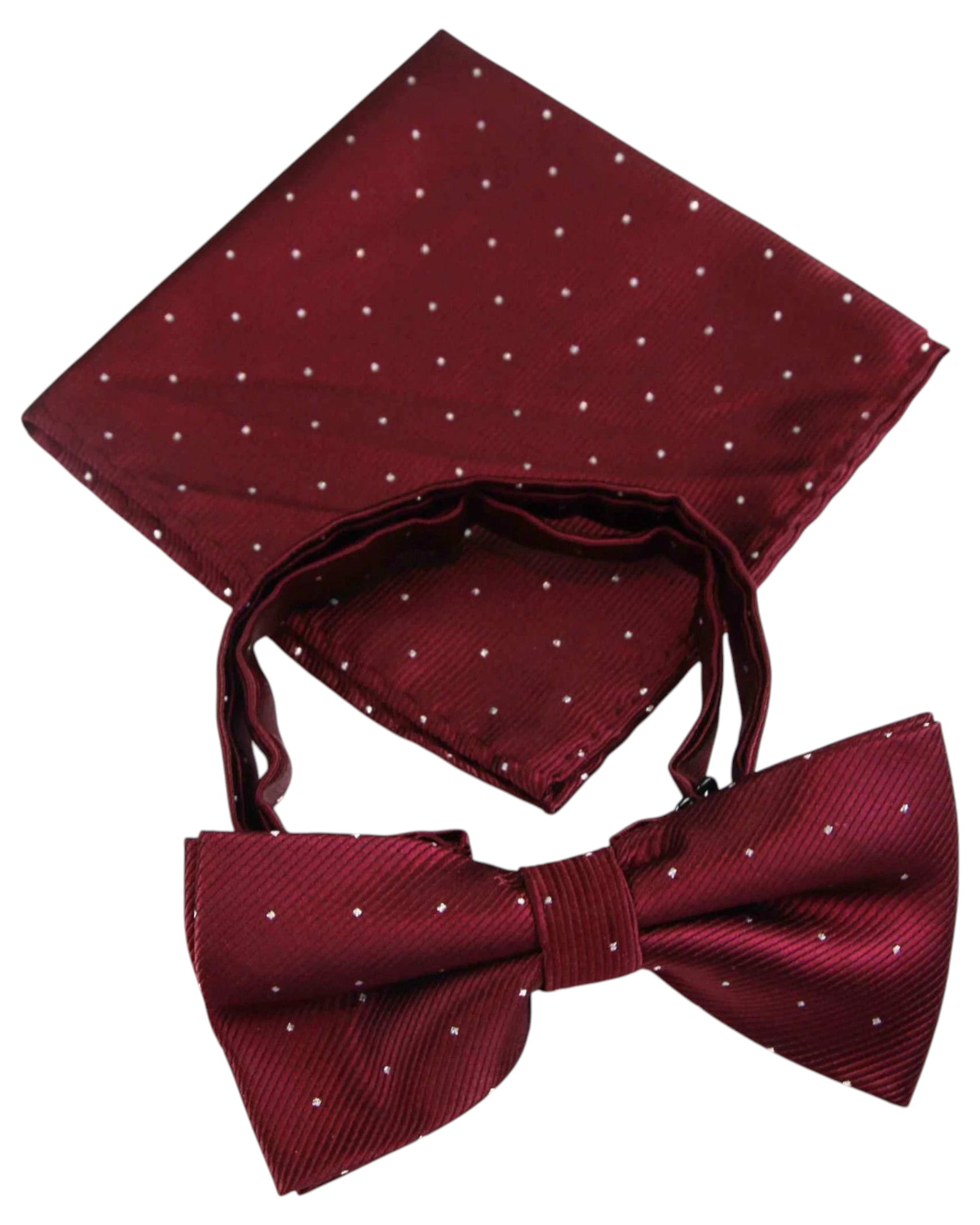 2 Zasel Mens Maroon With Silver Stars Matching Bow Tie & Pocket Square Set - Multi, 2 of 5