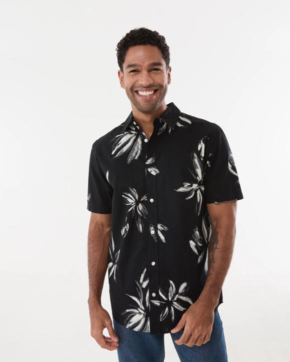 Short Sleeve Textured Print Shirt