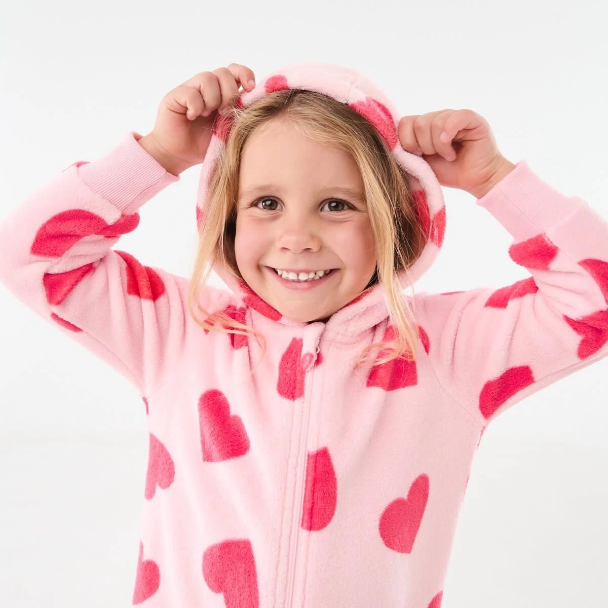 3 Novelty Fluffy All-In-One Sleepsuit Pnk Hearts, 3 of 8