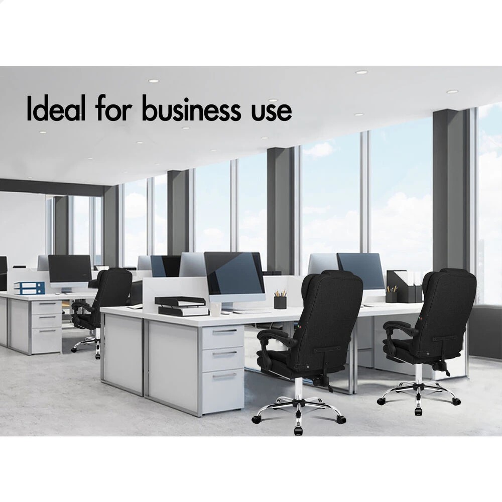 10 Alfordson Massage Office Chair Executive Fabric Seat Gaming Computer Racer - Black, 10 of 10