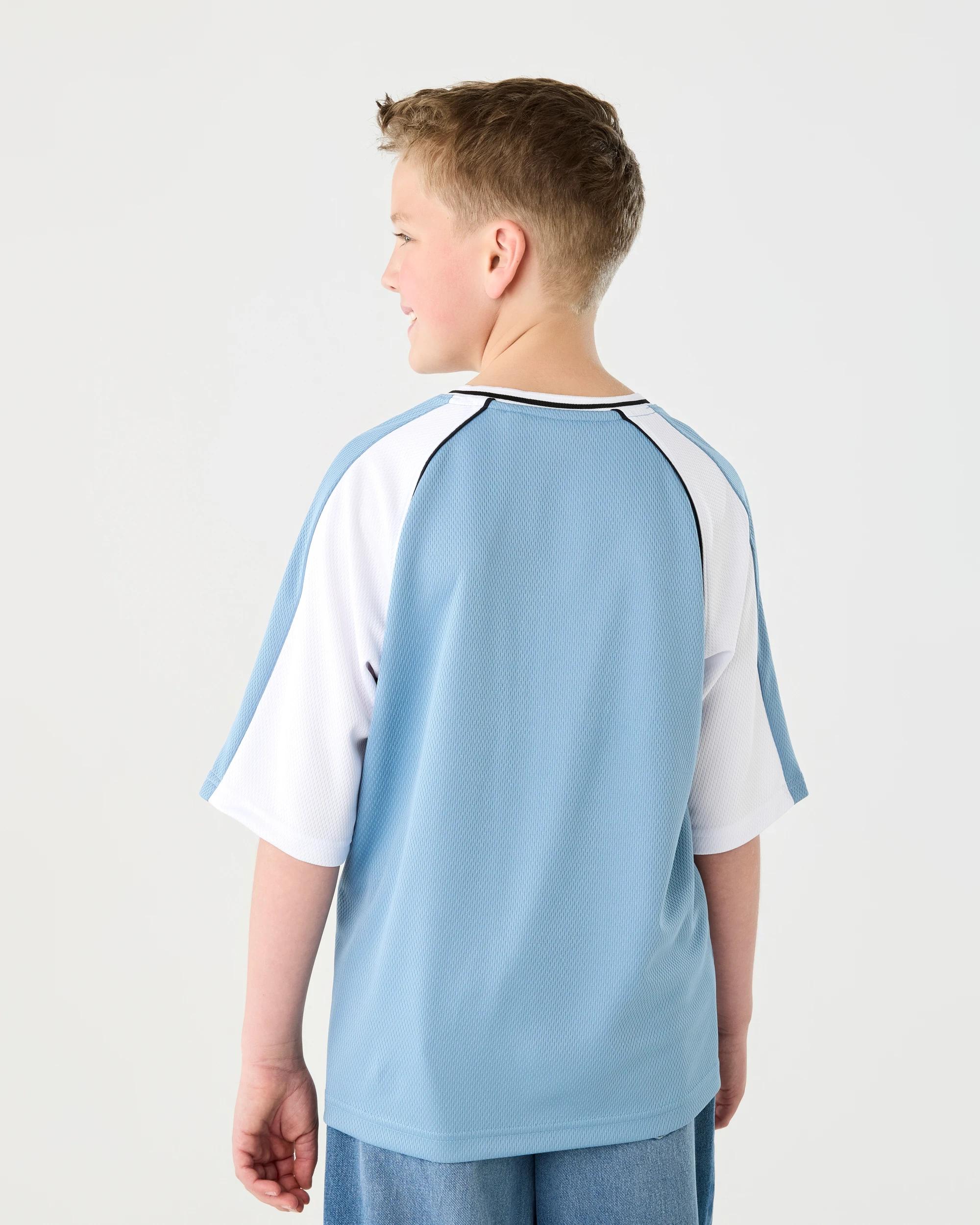 2 Short Sleeve Oversized Mesh T-shirt Faded Blue, 2 of 8