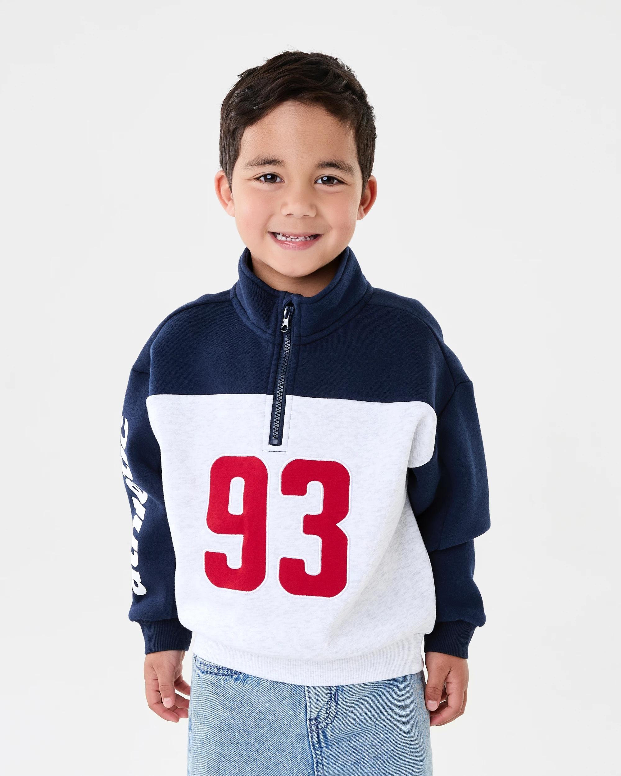 1 Oversized Quarter Zip Sweatshirt Wht Marle, 1 of 8