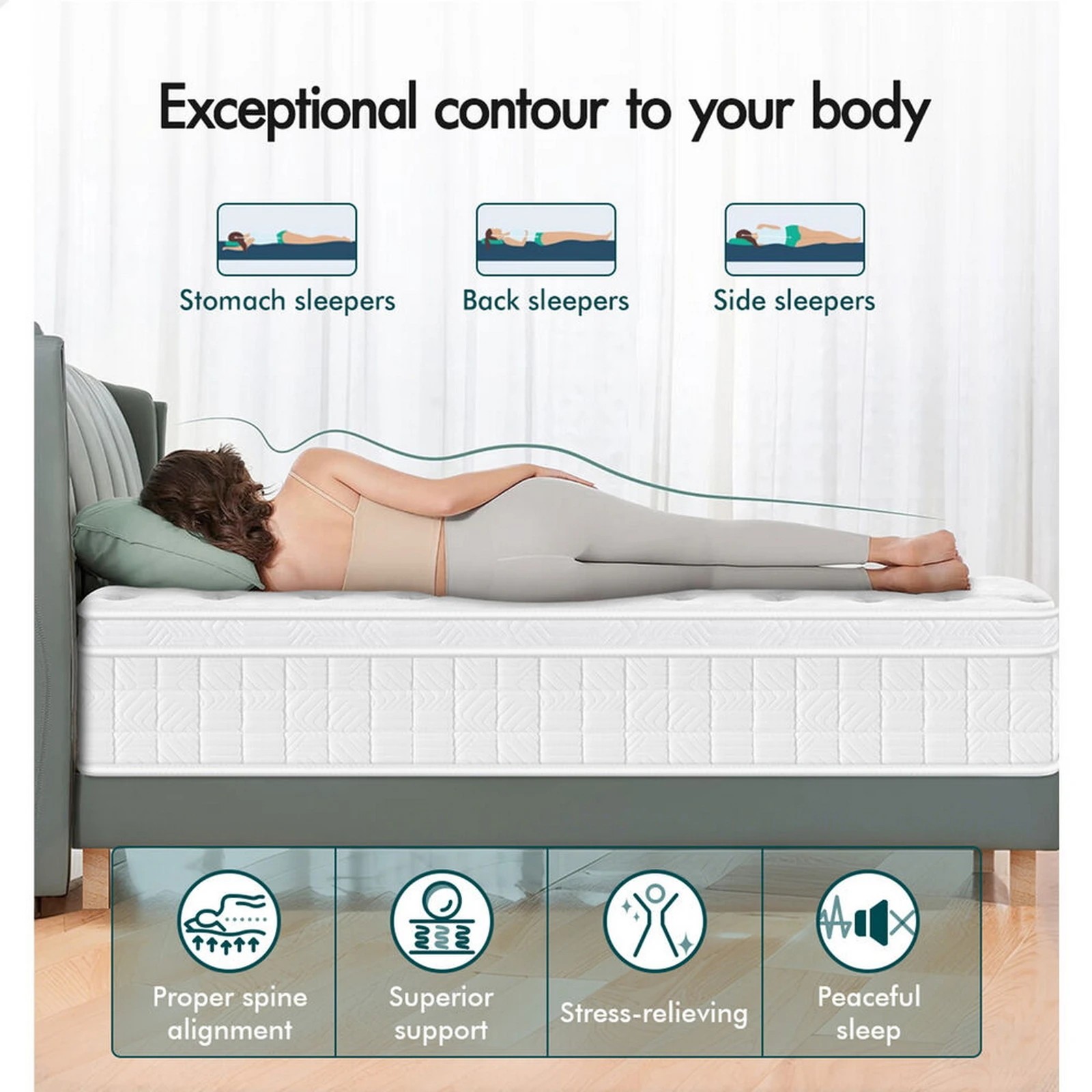 4 Alfordson Mattress 22CM Euro Top Spring Foam Bedding Medium Firm - Double Bed, 4 of 10