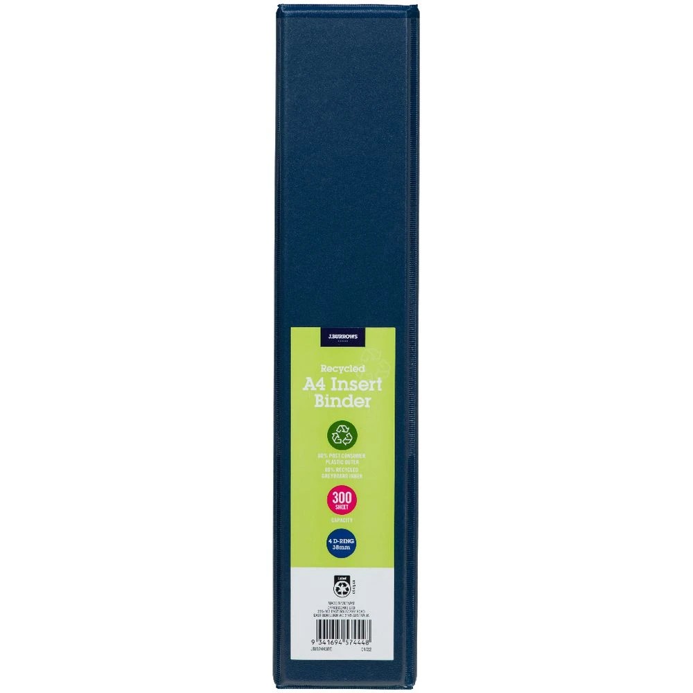 2 J.Burrows Insert Binder A4 4 D-Ring 38mm Blue, 2 of 6