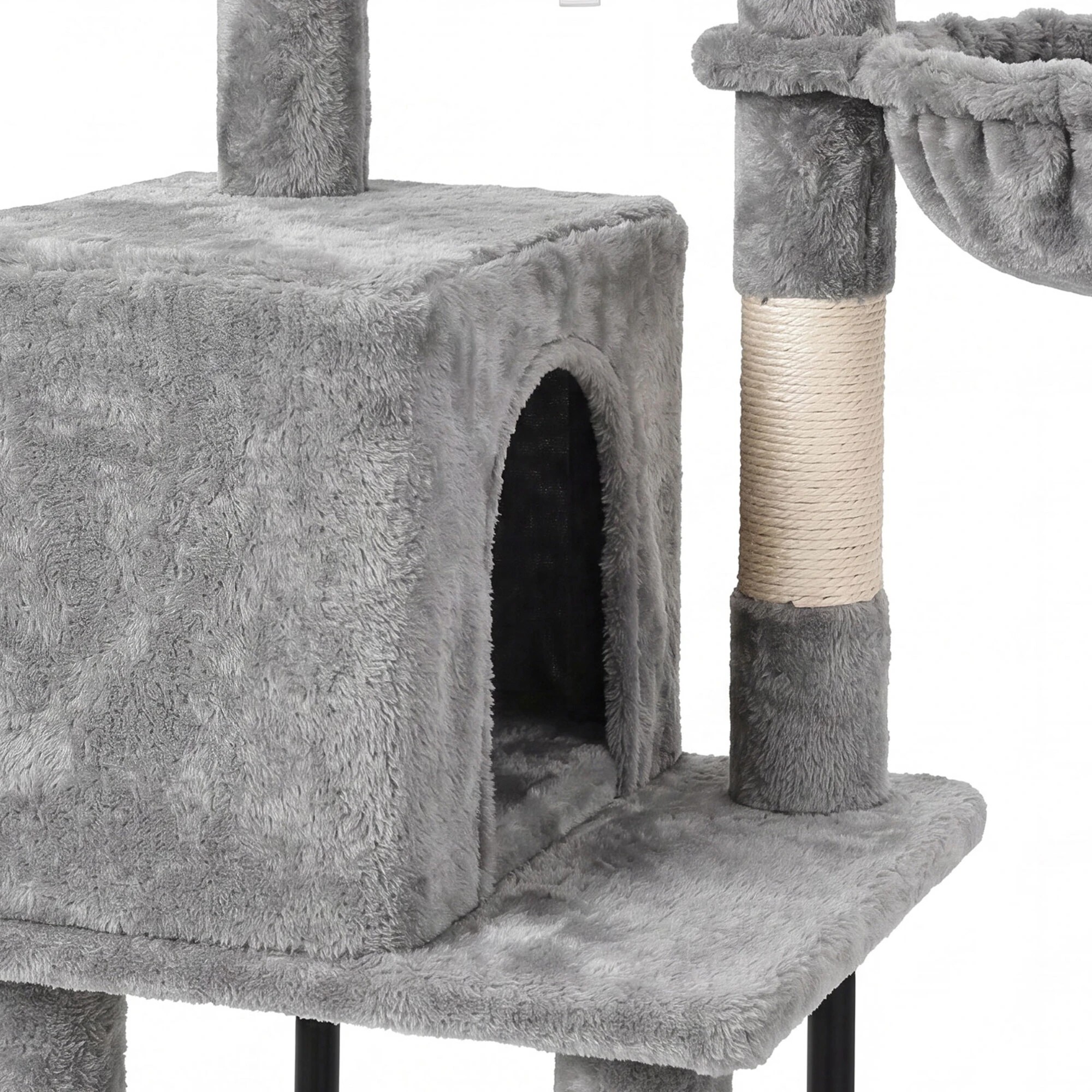 6 Pawz Cat Tree Cat Tower Multi-Level Cat Bed with Condo Plush - Grey - Grey, 6 of 8