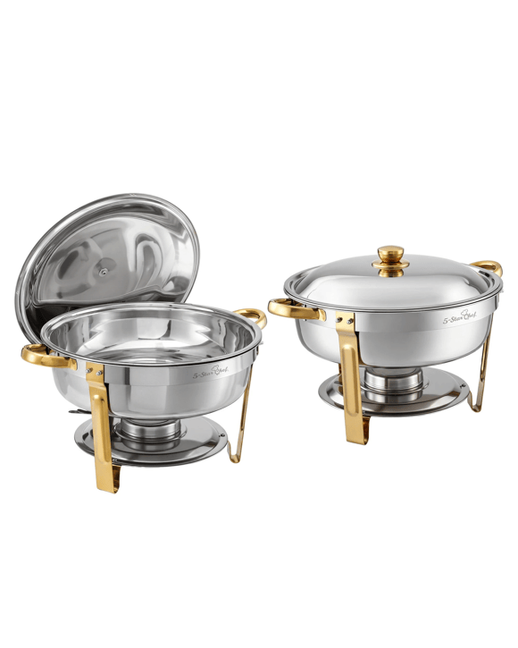 5-Star Chef 5L Chafing Dish Set 2-Pack, Food Warmer Catering Server Buffet - Silver
