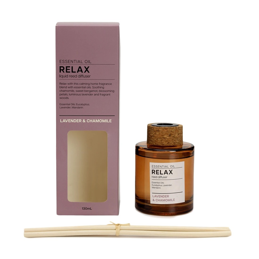 2 Aroma Relax Lavender & Chamomile Essential Oil Blend Liquid Reed Diffuser 130ml, 2 of 6