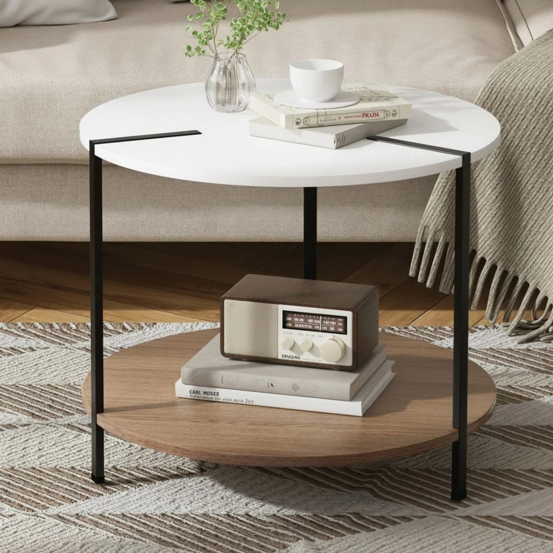 6 Artiss Coffee Table Side Table Round Cedric - White, 6 of 6
