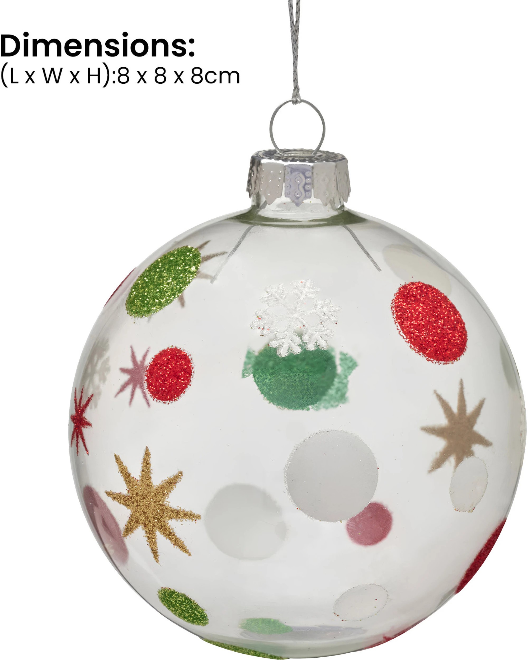 3 Christabelle Glass Baubles 6 Pcs with Assorted Patterns Balls Christmas Tree Decoration Ornament, 3 of 7