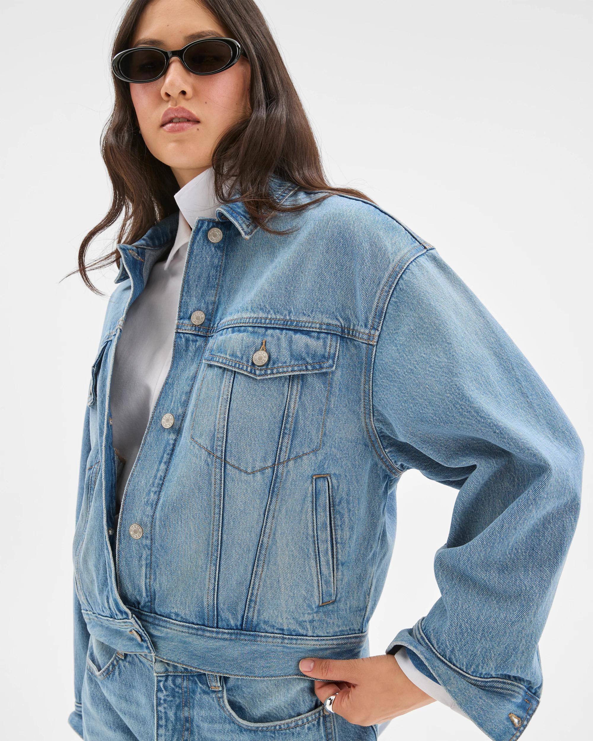 6 Target Denim Cocoon Sleeve Denim Jacket VINTAGE WORN, 6 of 8