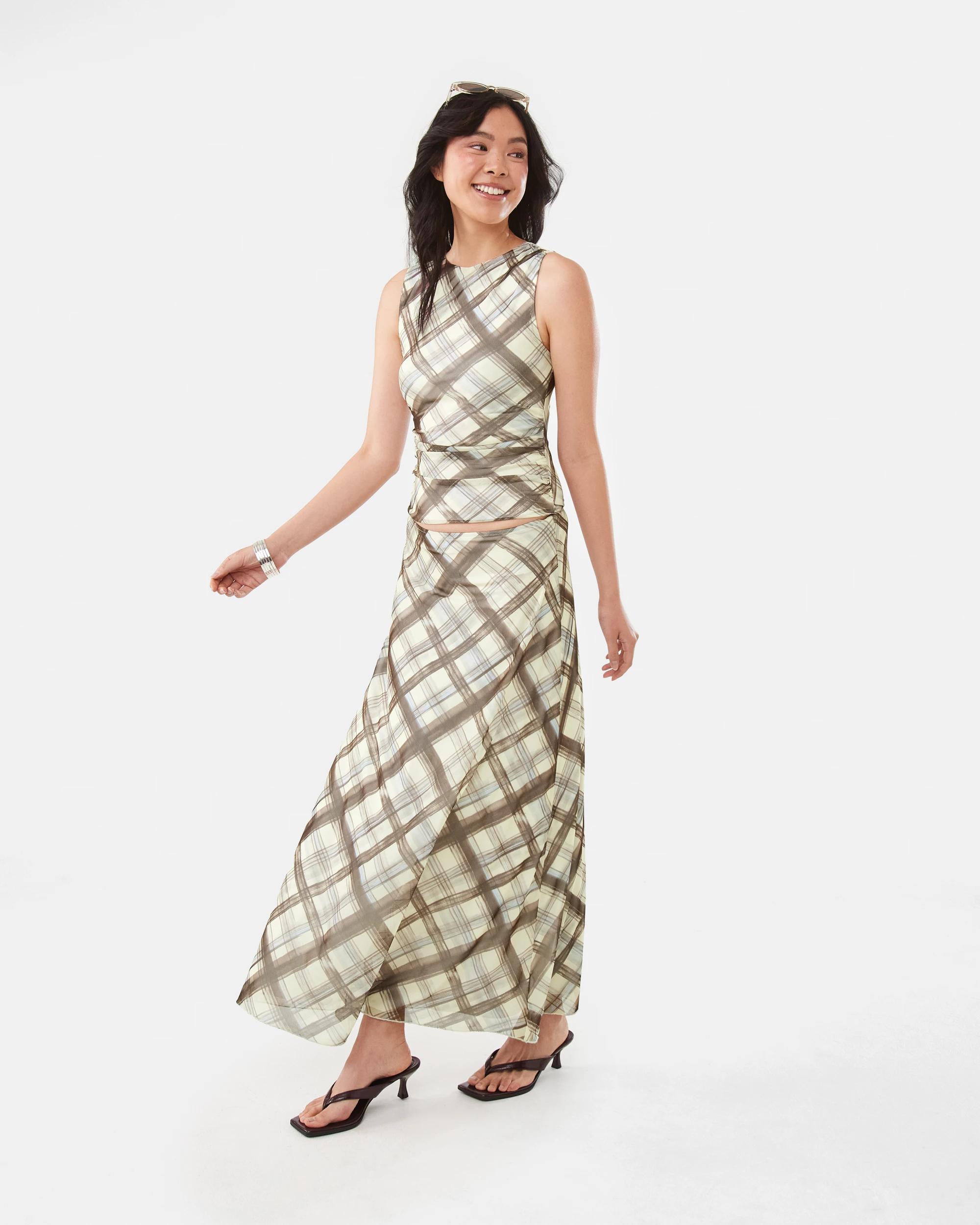 3 Sleeveless Drape Detail Tank Butter Chk, 3 of 9