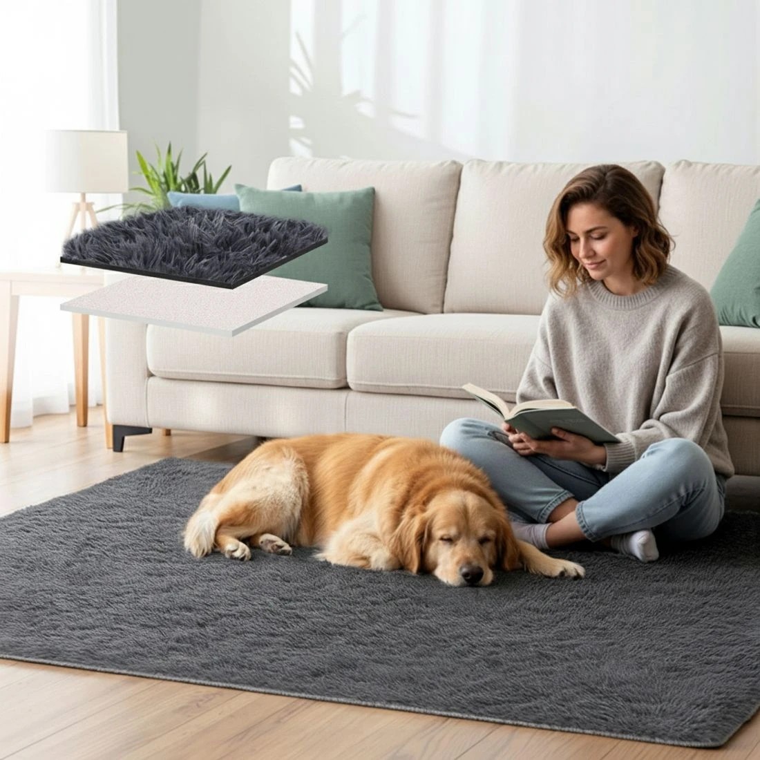 4 Artiss Floor Rug 140x200cm Plush Area Shaggy Rug Living Room Bedroom Carpet - Grey, 4 of 9