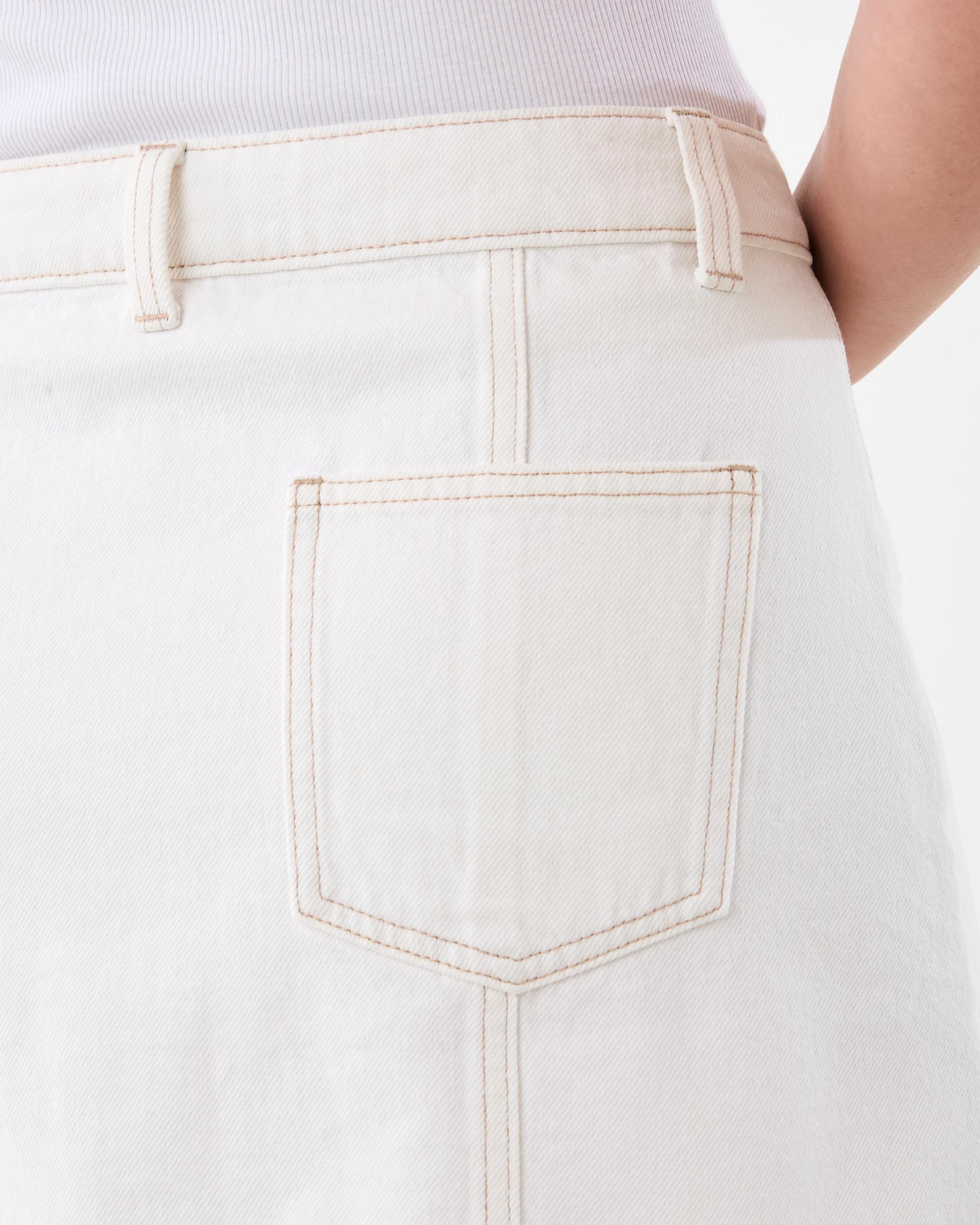 6 Denim Button Mini Skirt Ecru, 6 of 7