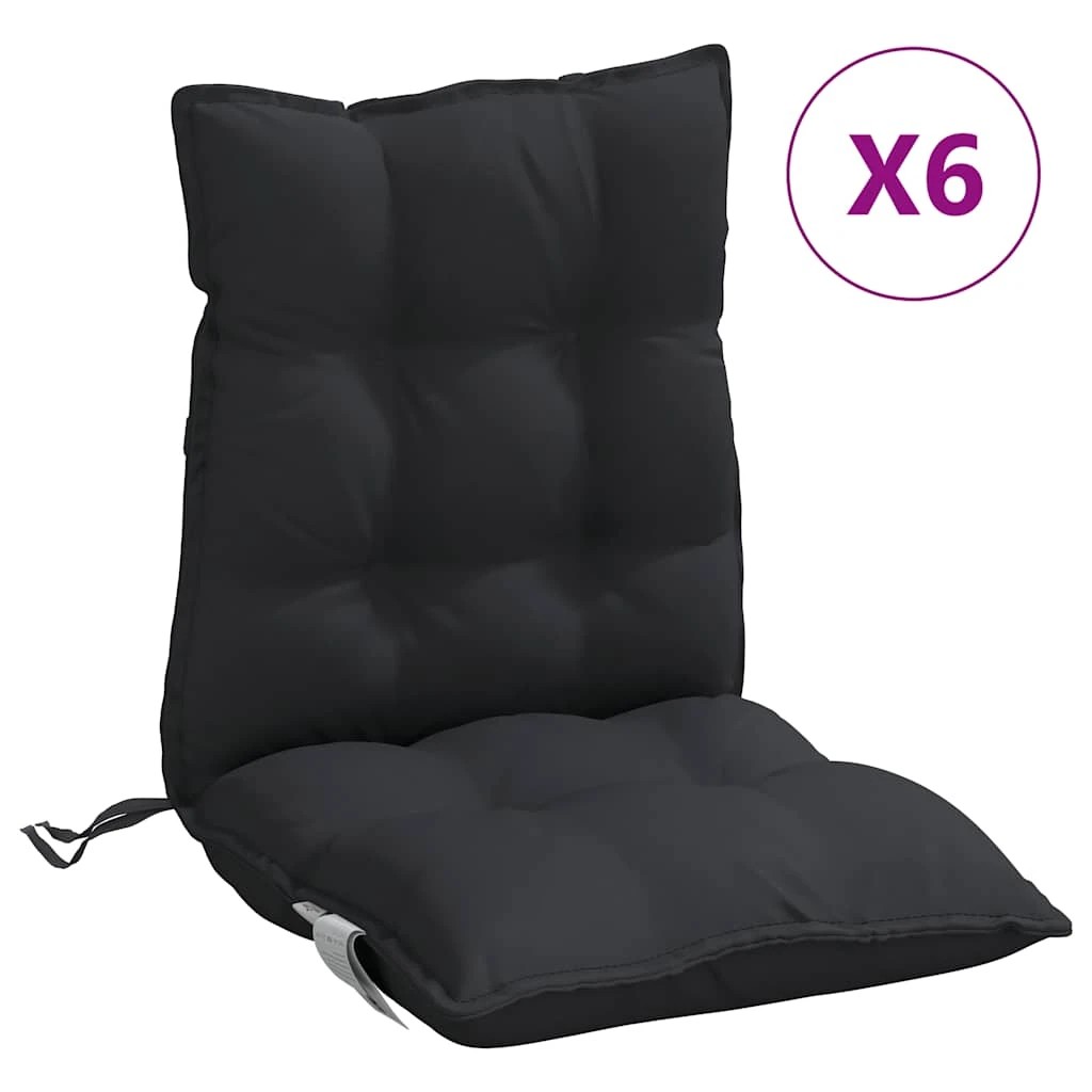 1 vidaXL Lowback Chair Cushions 6 Pcs Oxford Fabric - Black, 1 of 7