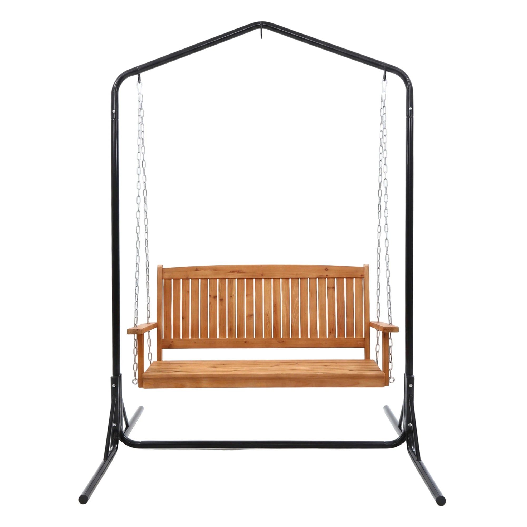 4 Gardeon Wooden 2-Seater Outdoor Swing Chair with Stand Hanging Chair Patio Garden Furniture 200kg Capacity - Multi, 4 of 7