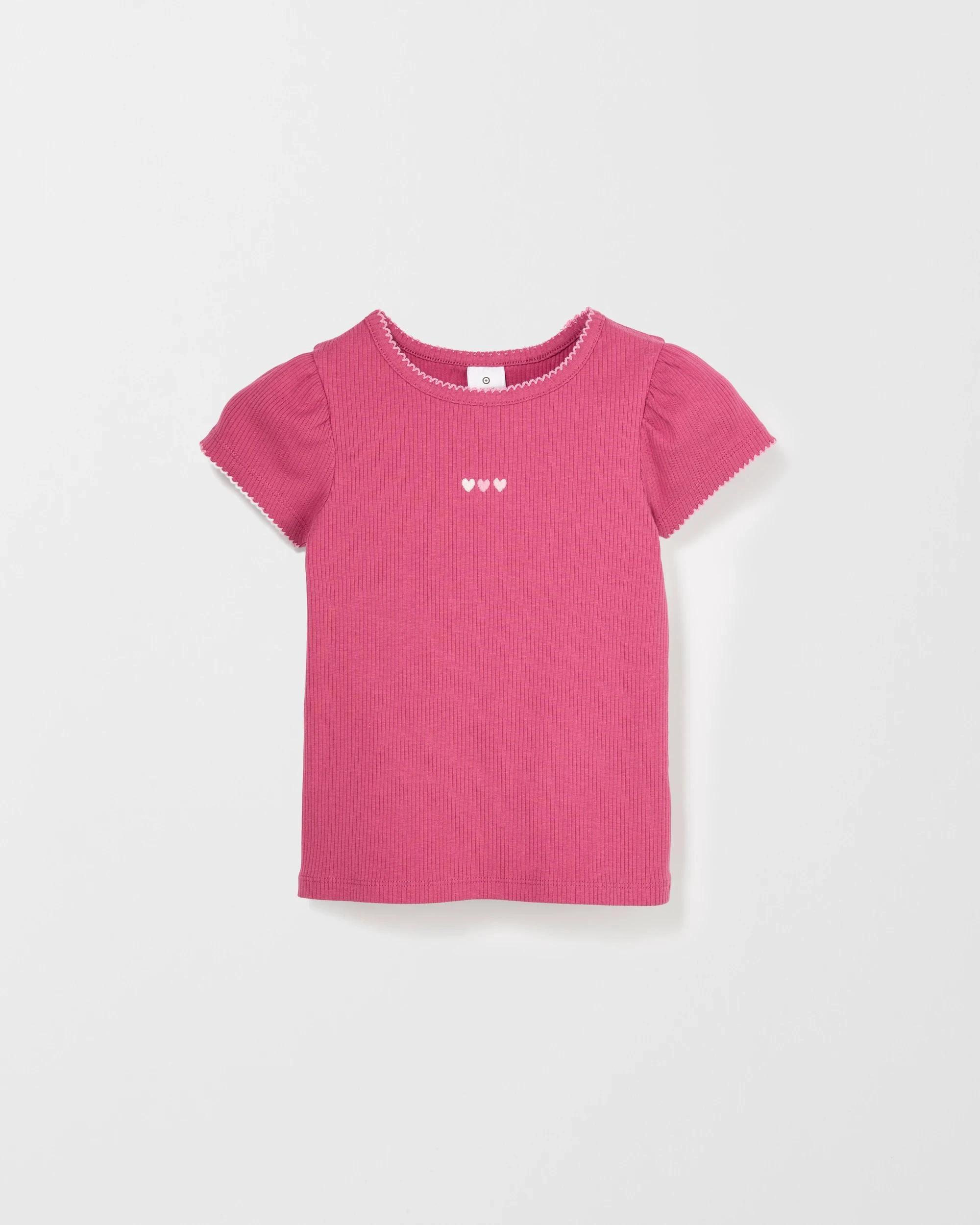 5 Target Kids Australian Cotton Pointelle Picot Trim T-Shirt PINK, 5 of 6