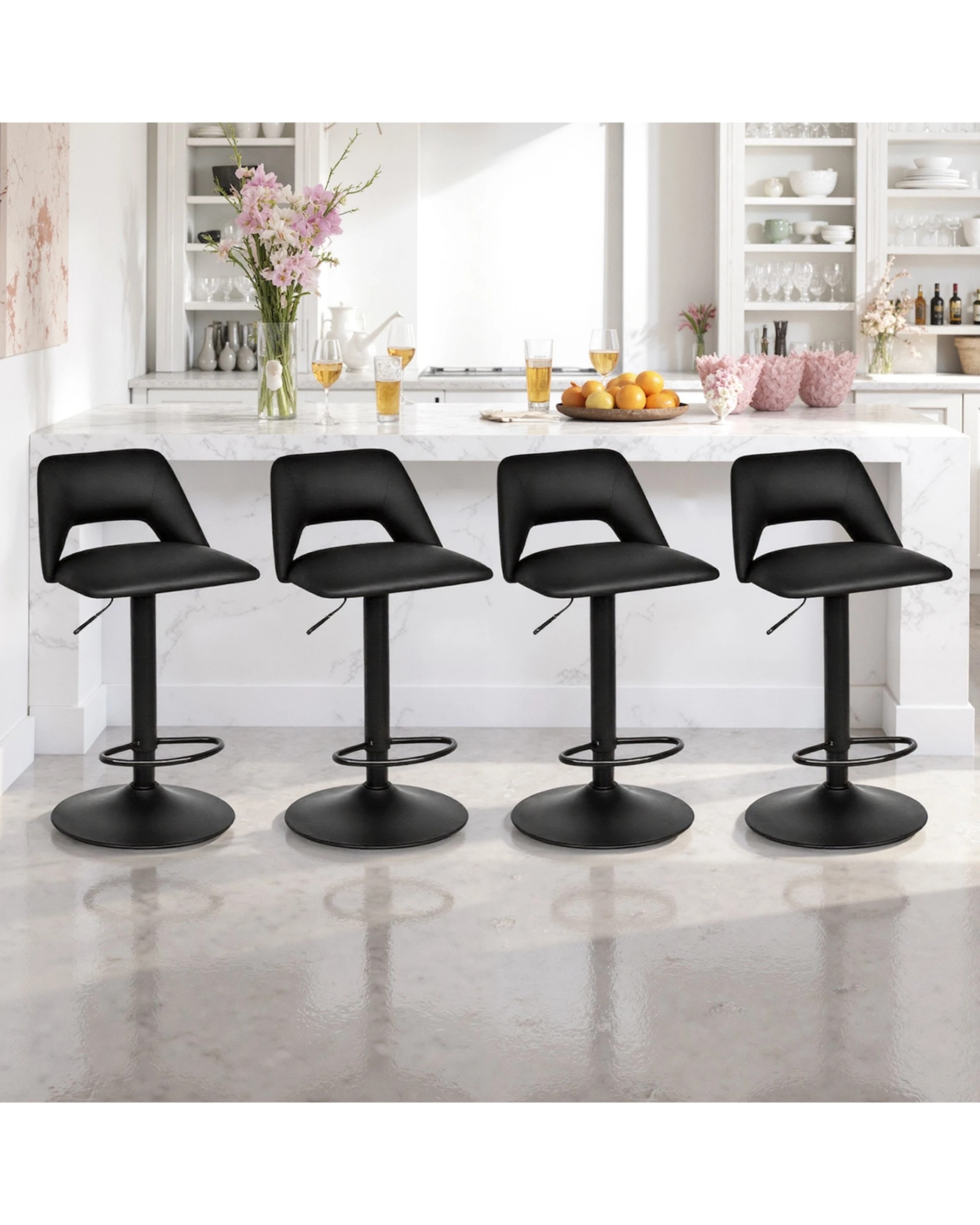 3 Advwin Set of 4 Bar Stools Adjustable Swivel Counter Stools Gas Lift Bar Chairs, 3 of 10