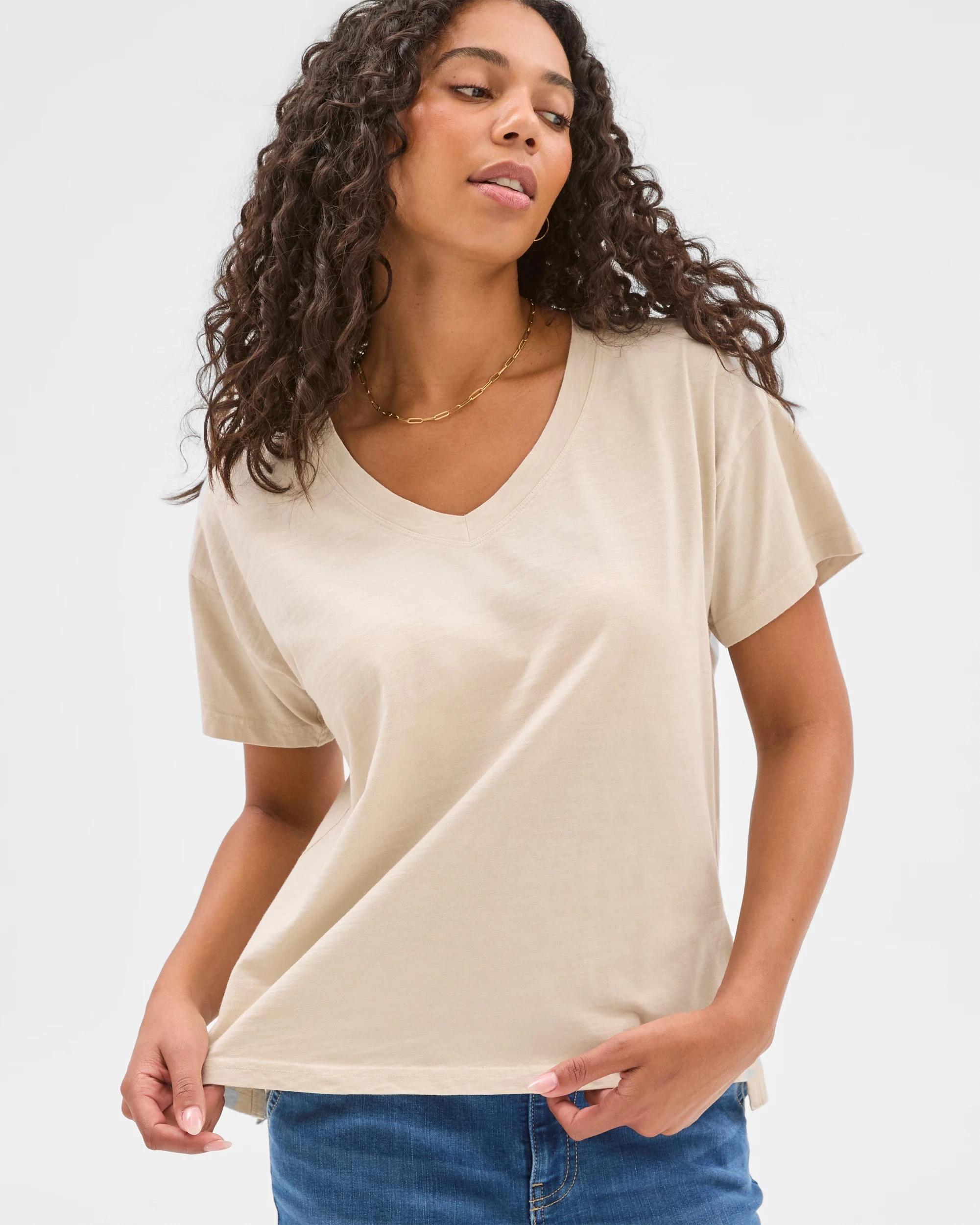 4 Target Australian Cotton Relaxed Slub V-Neck T-Shirt ENOKI, 4 of 6