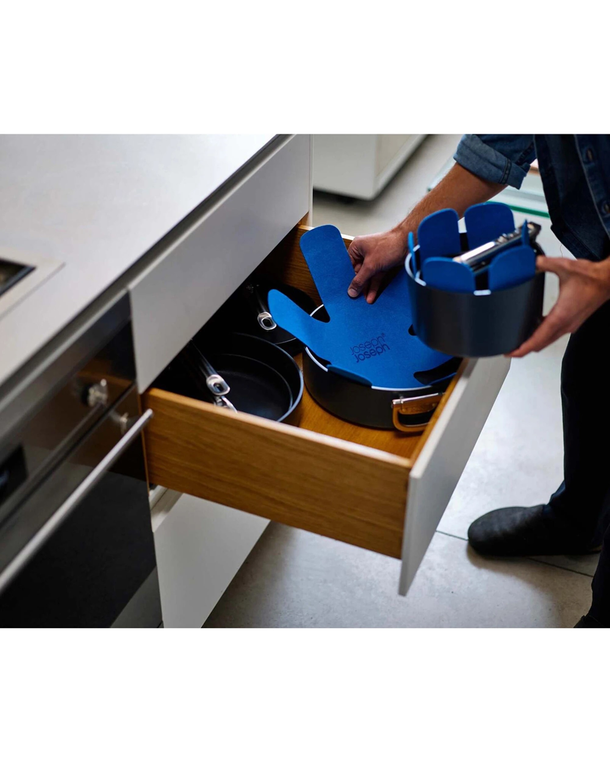 3 Joseph Joseph 3pc Space Pan Protector Set Flexible Felt Protectors - Blue, 3 of 3