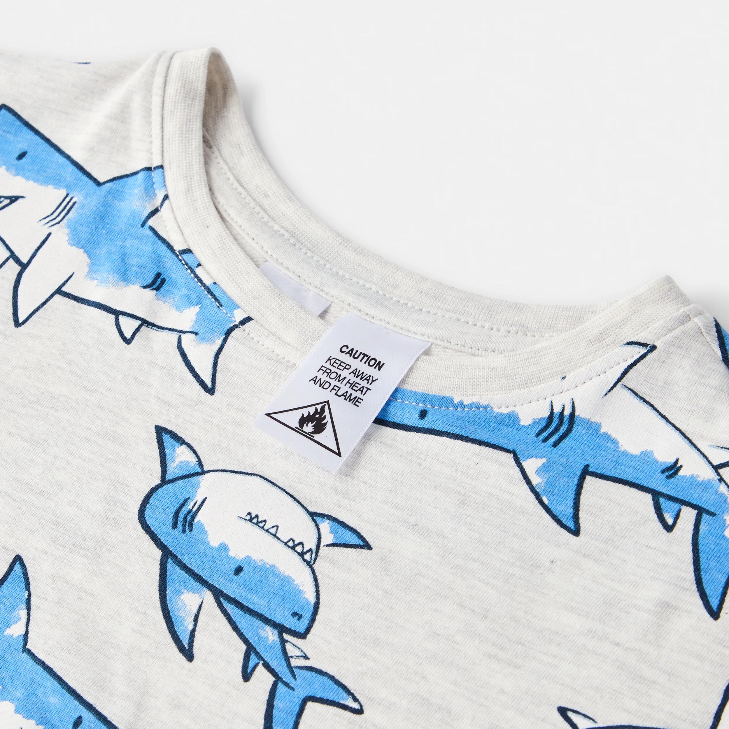 5 Short Sleeve Jersey Pyjama Set WHITE MARLE SHARKS, 5 of 6