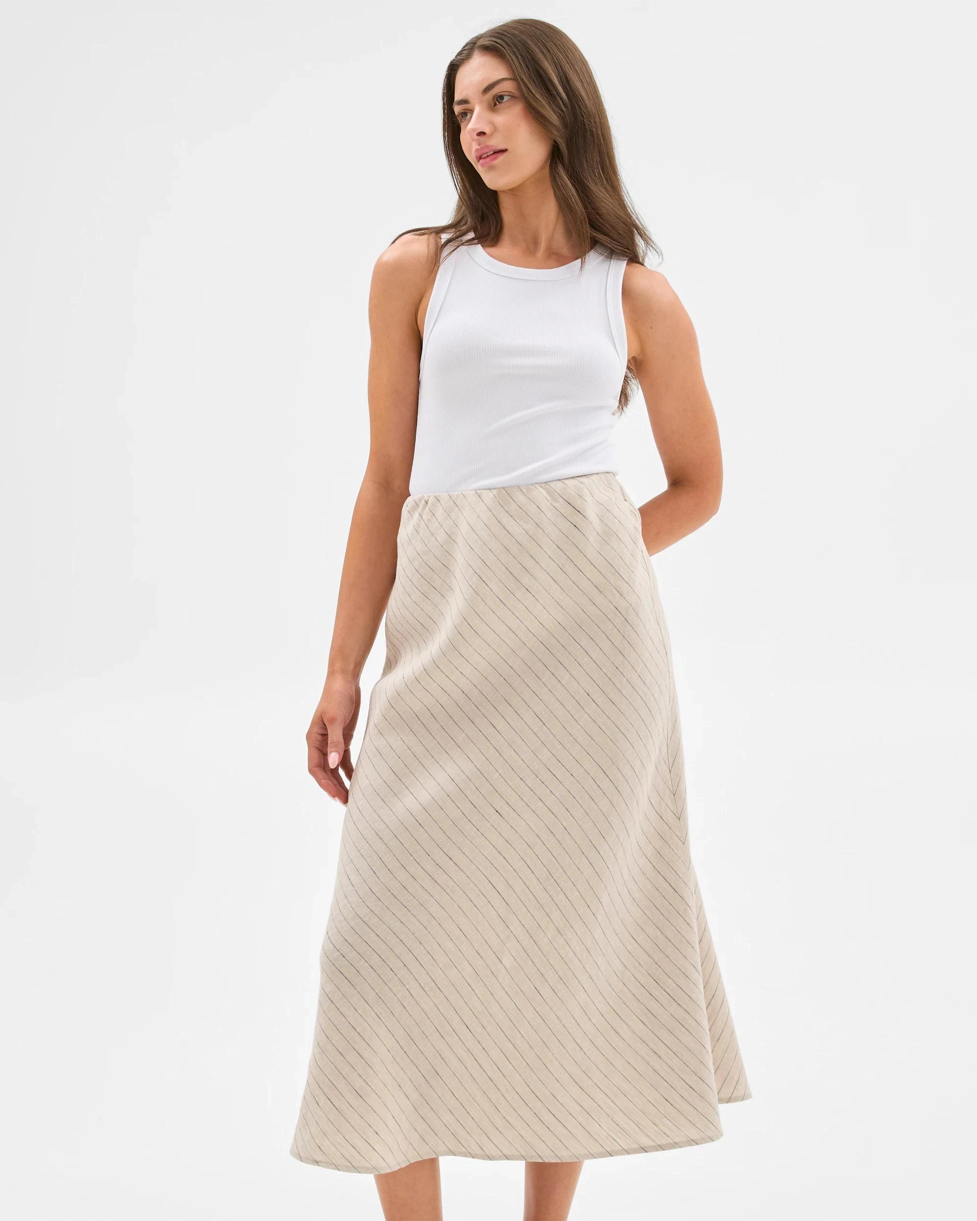 5 Target Petites European Linen Bias Maxi Skirt FLAX/INDIGO, 5 of 6