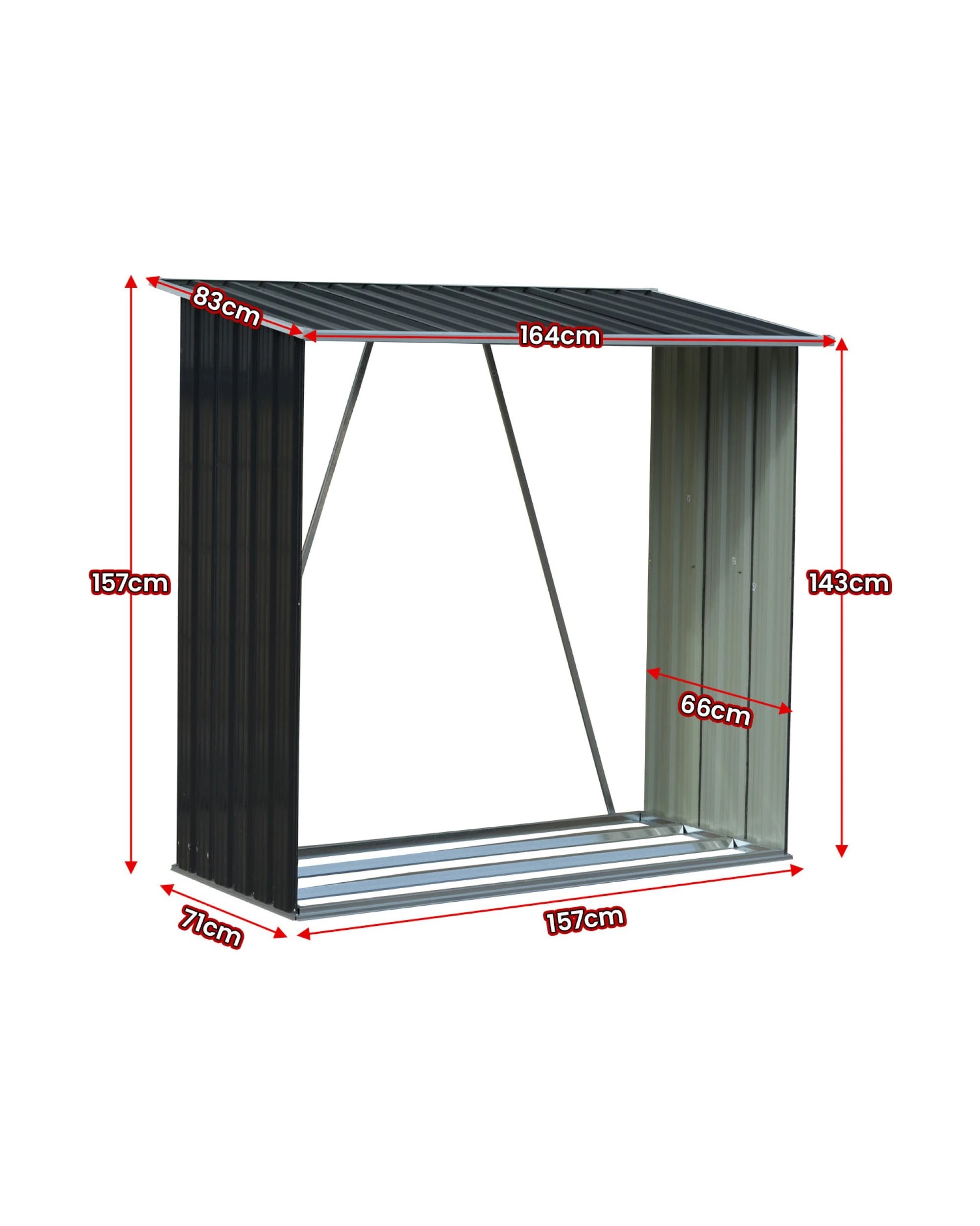 2 Wallaroo Wood Storage Shed Galvanized Steel Sloped Roof - Black, 2 of 7