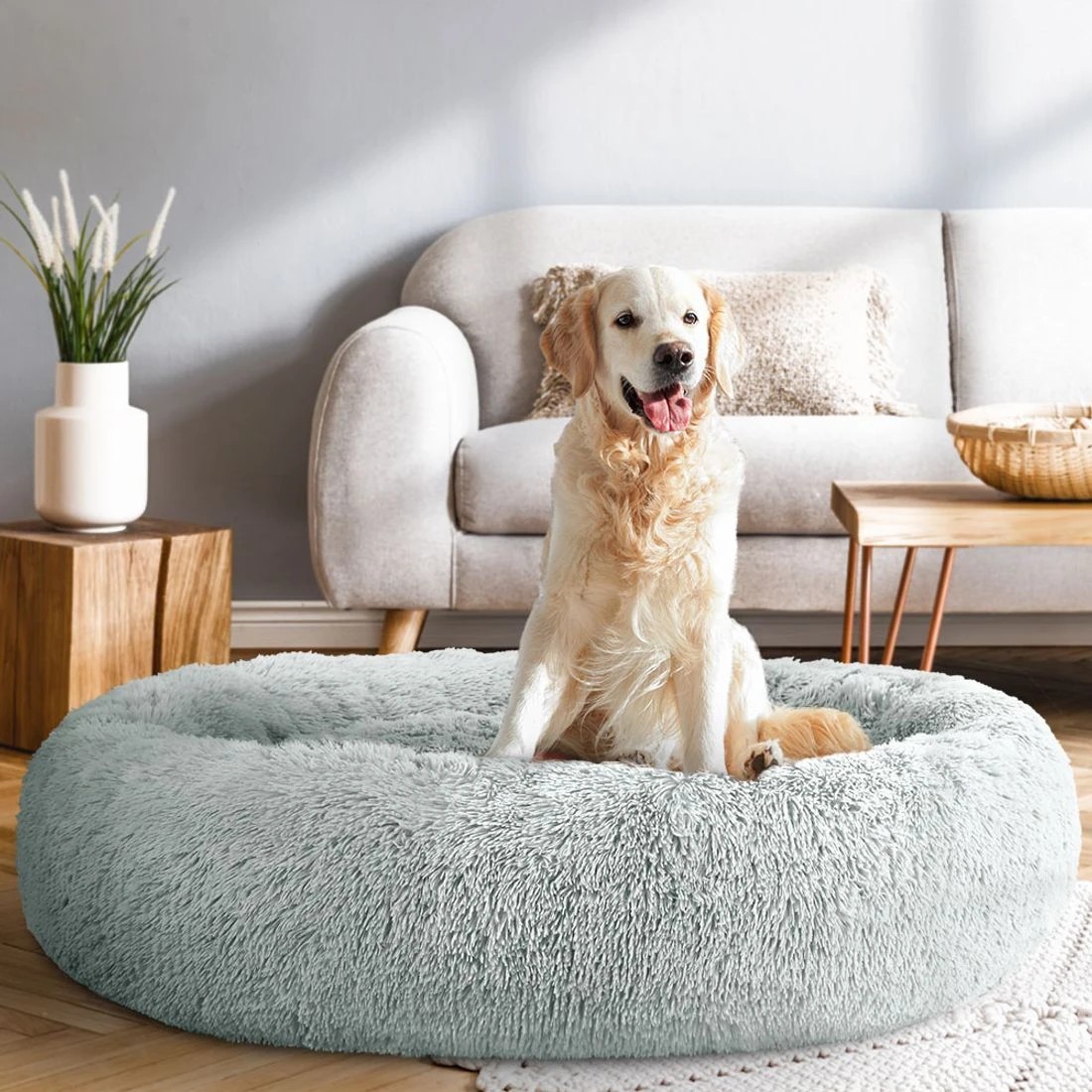 3 i.Pet Pet Bed Dog Cat 110cm Calming Extra Large Soft Plush - Grey, 3 of 6