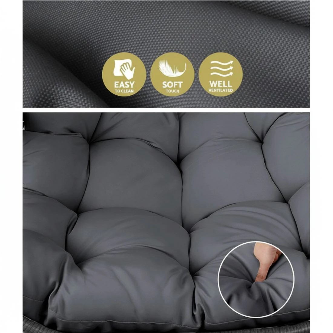 5 Gardeon Outdoor Egg Swing Chair Wicker Rattan Furniture Pod Stand Cushion - Multi, 5 of 7