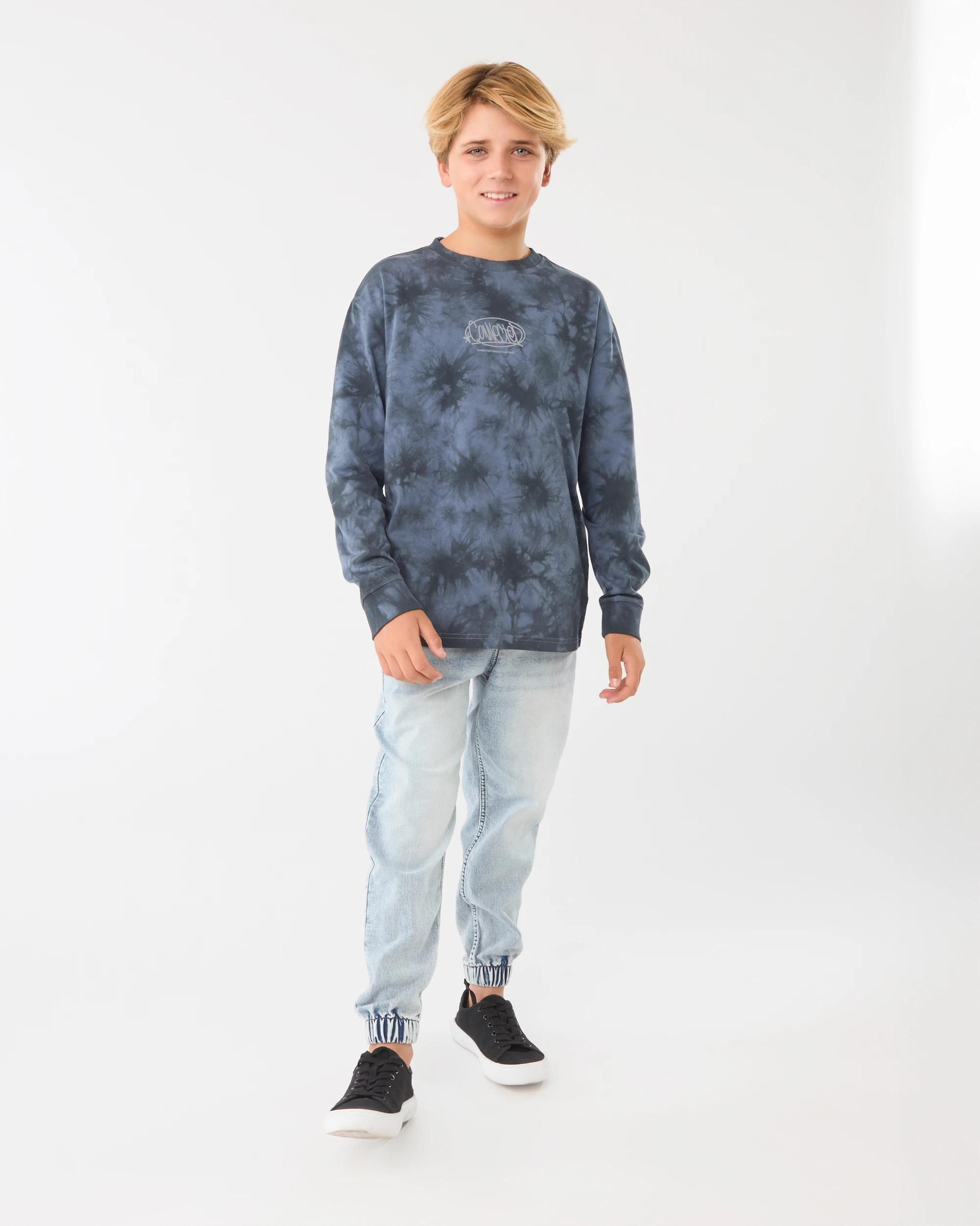 7 Long Sleeve Graphic T-shirt Blu Slogan, 7 of 8