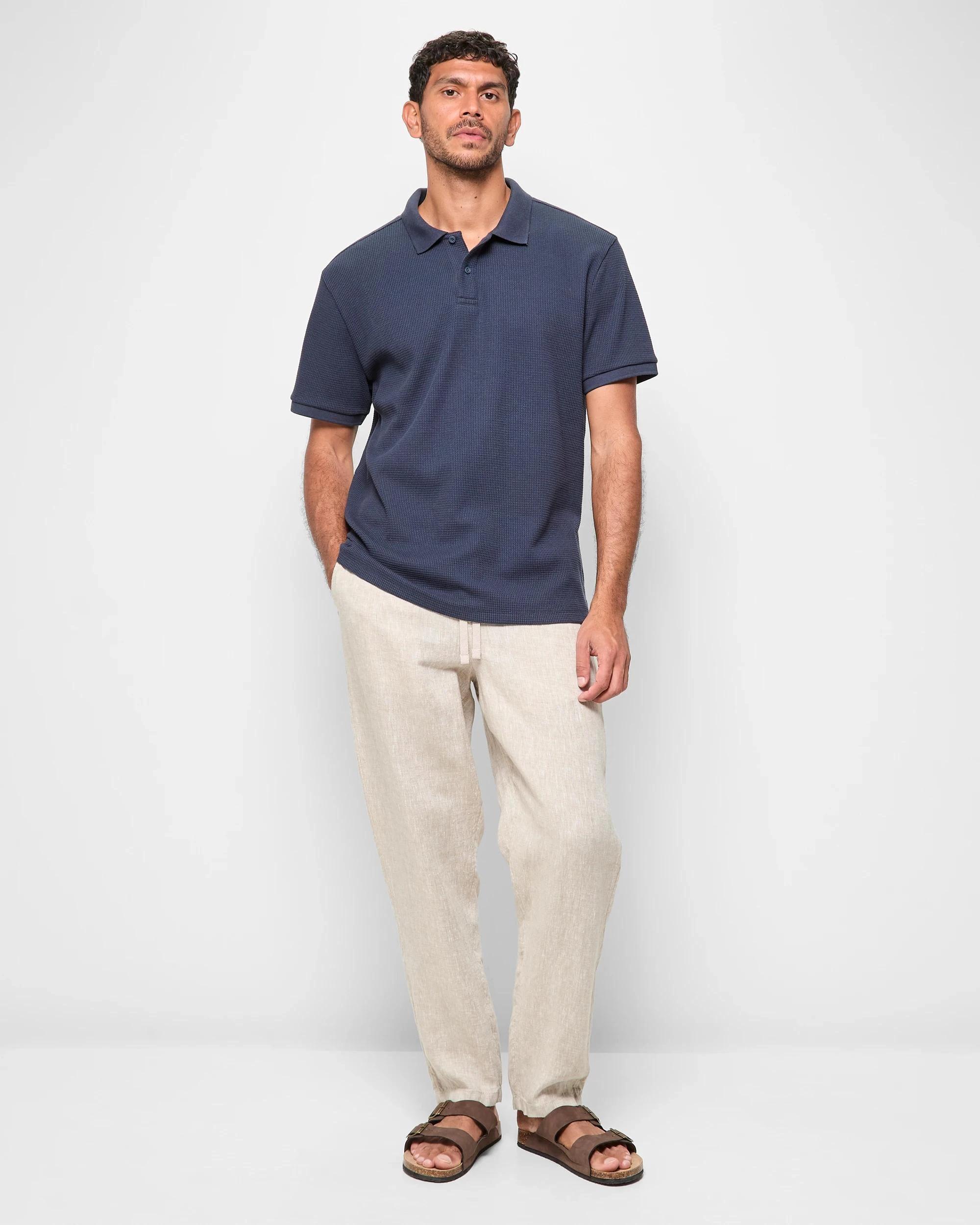 2 Target Australian Cotton Blend Waffle Polo T-Shirt DARK NAVY, 2 of 5