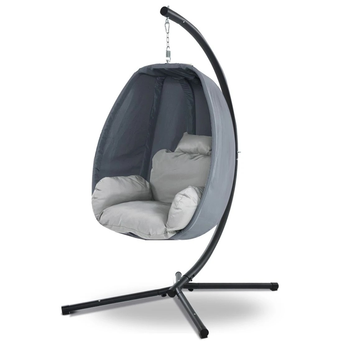 2 Gardeon Outdoor Egg Swing Chair Patio Furniture Pod Stand Canopy Foldable - Grey, 2 of 7