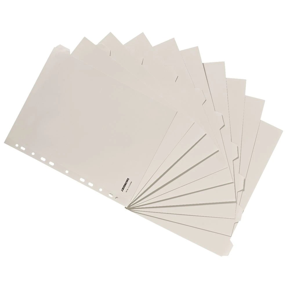2 J.Burrows A4 10 Tab Dividers Extra Wide Manilla White, 2 of 2