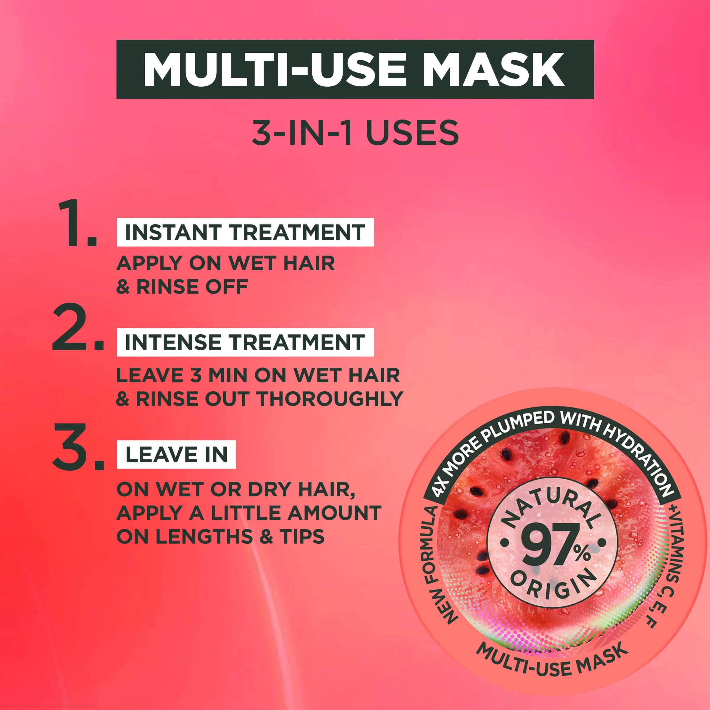 5 Garnier Fructis Hair Food Multi Use Treatment 390ml - Watermelon, 5 of 8