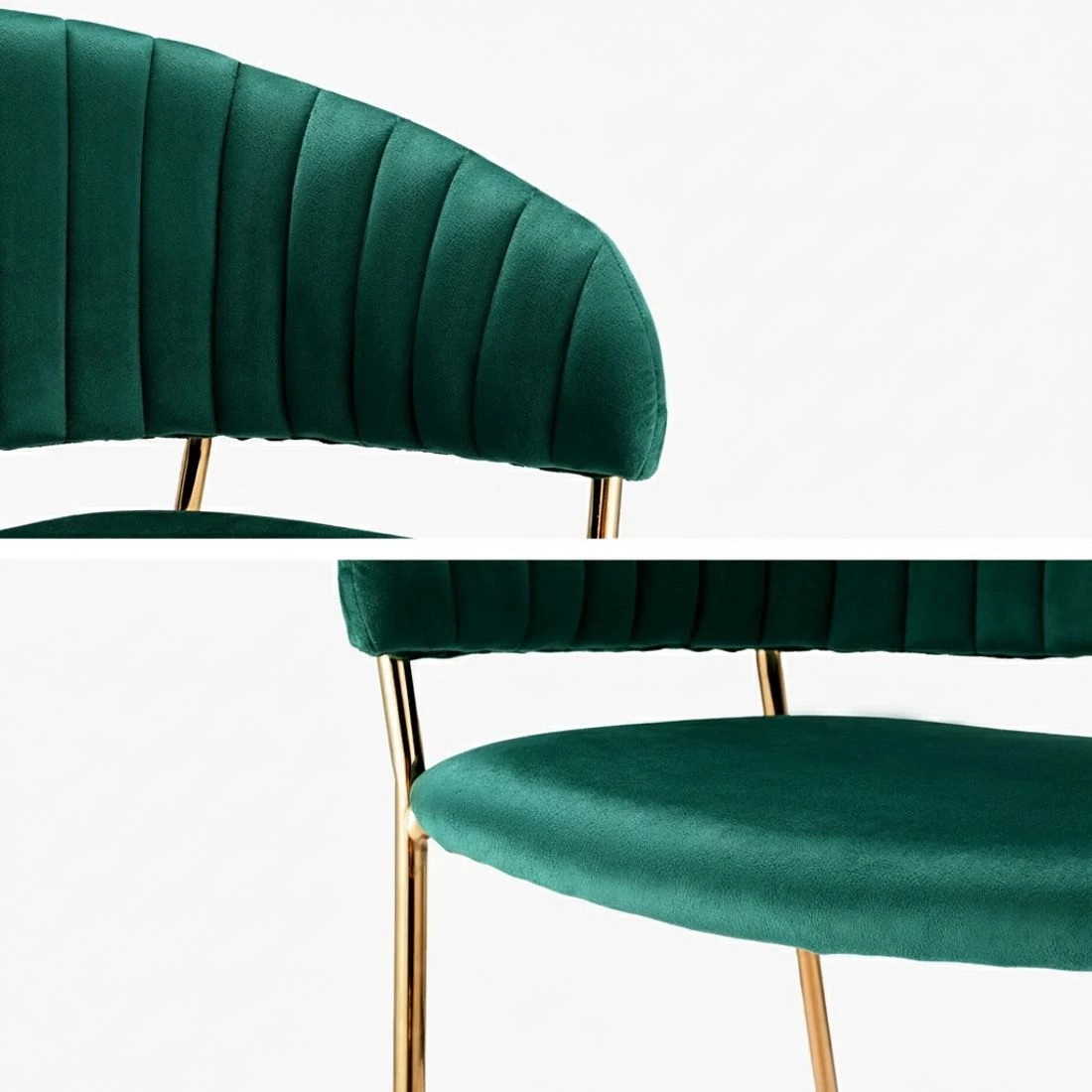 5 Artiss Dining Chairs Set of 2 Velvet Hollow Armchair - Green, 5 of 6
