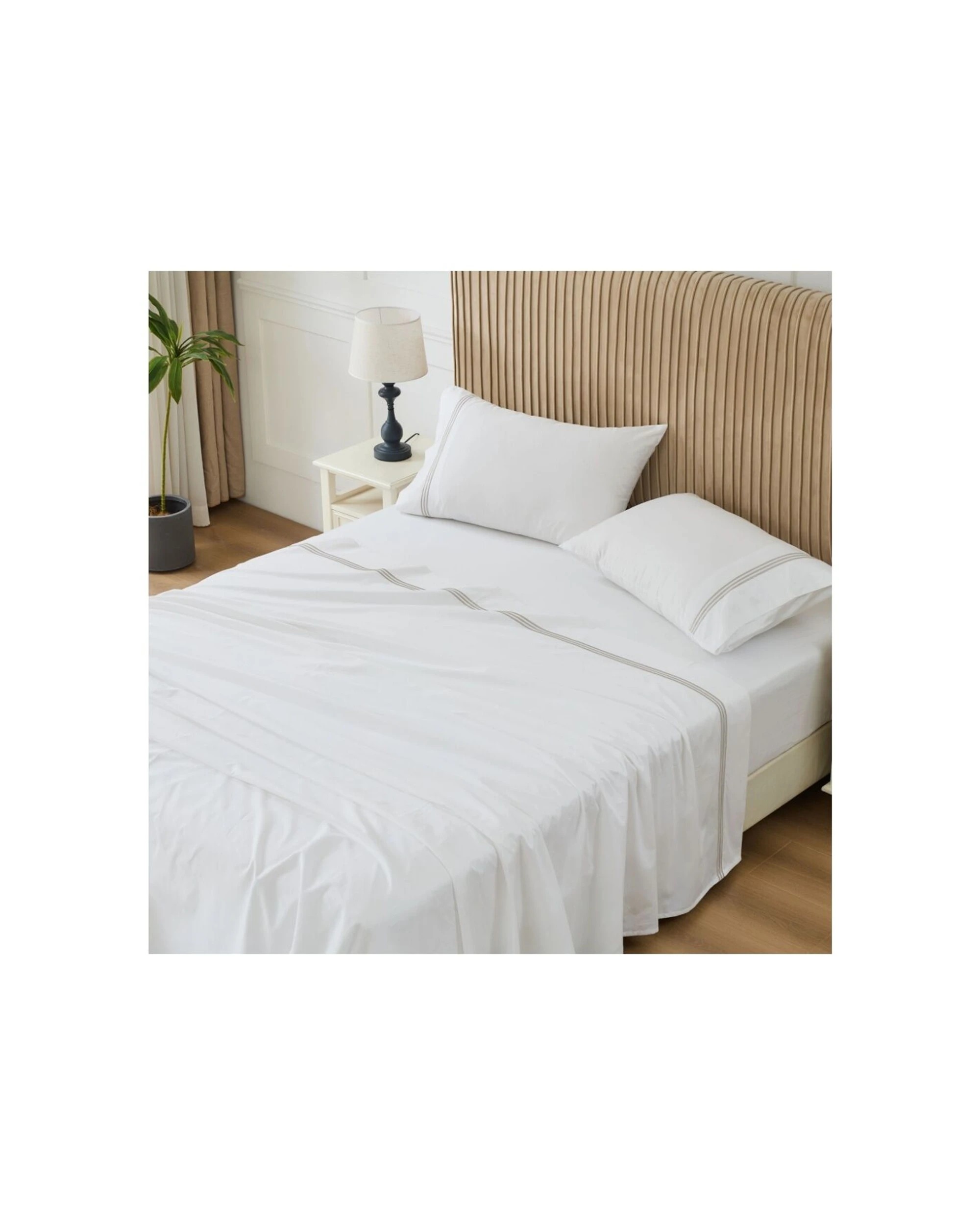 6 Grosvenor House 500TC Egyptian Cotton Hotel Embroidered Bed Bedding Sheet Set - Queen Bed - White, 6 of 8
