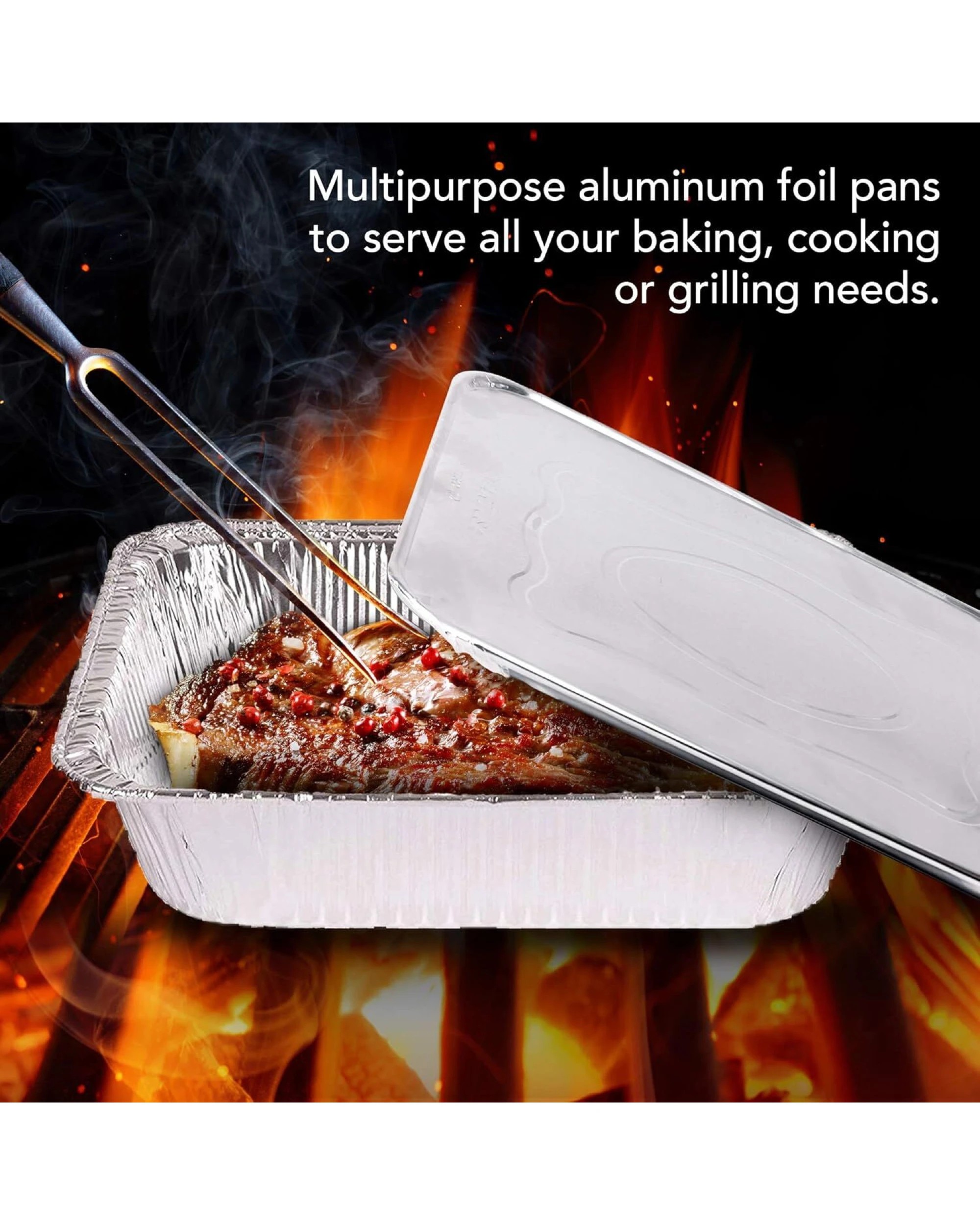 3 BR Home 160 Pack Aluminium Foil Container Trays with Lids, 3 of 3