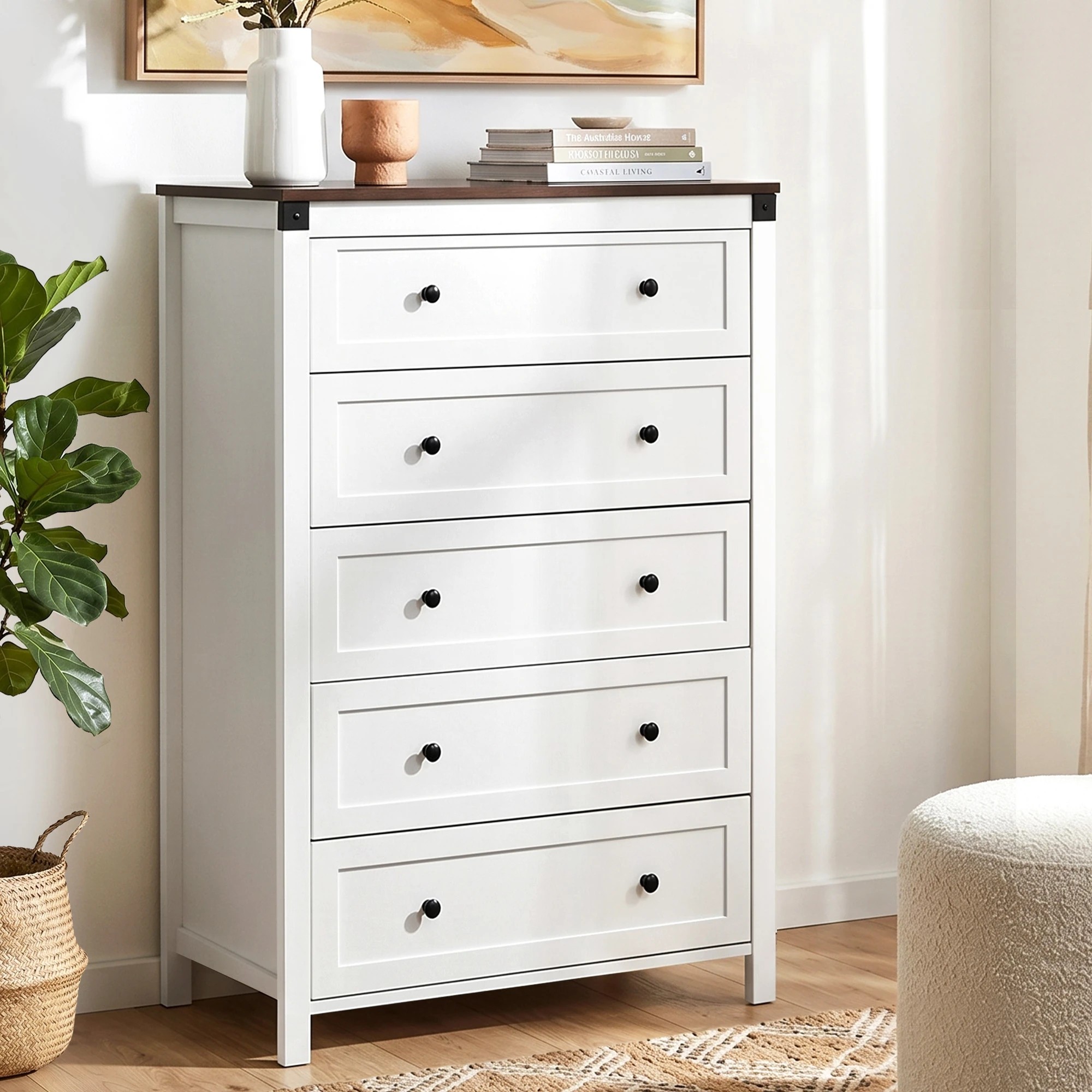 9 Artiss 5 Chest of Drawers Storage Tallboy Dresser Cabinet Bedroom - White, 9 of 9