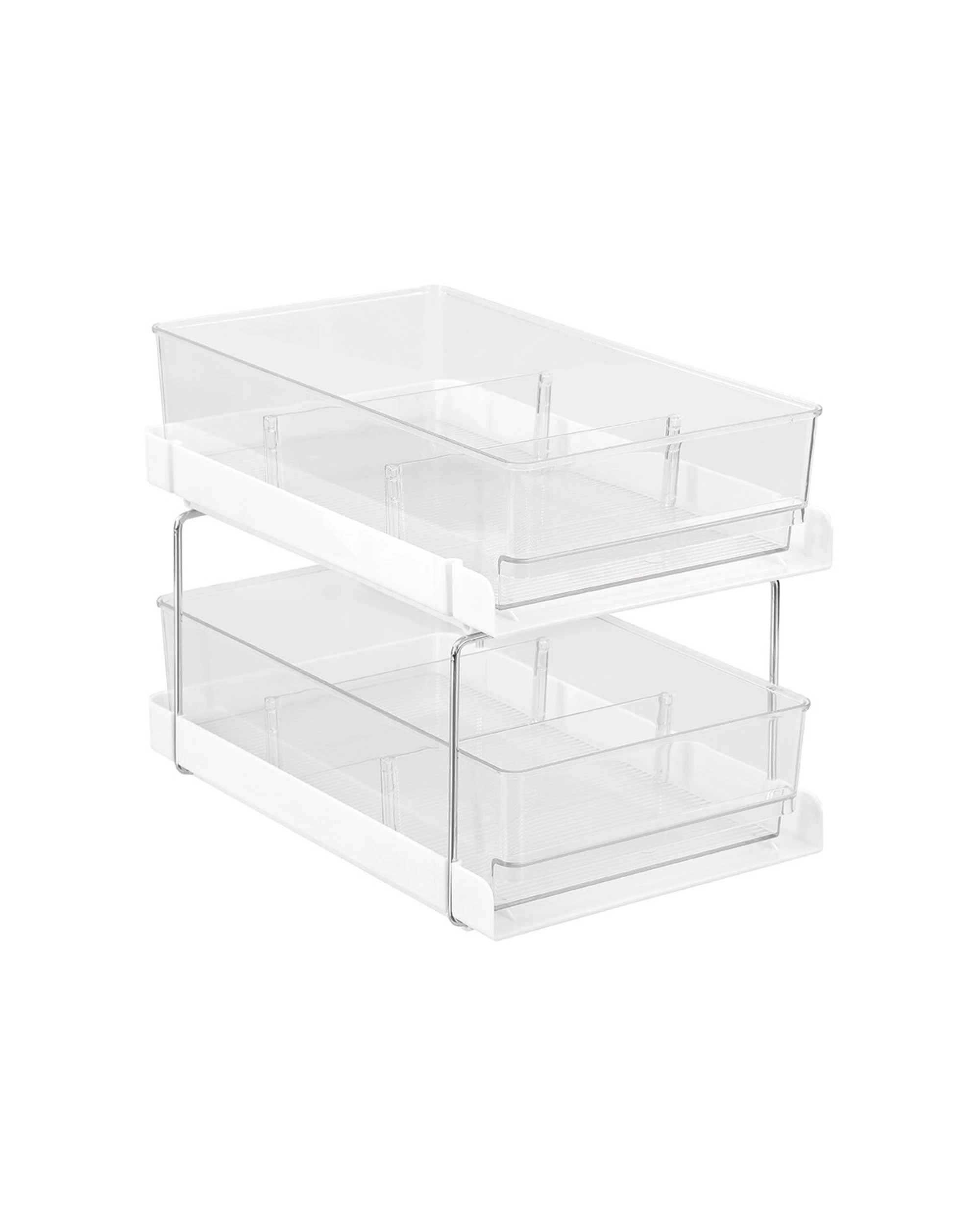 1 Boxsweden 2-Tier Crystal Drawer Trays With Dividers Organiser Storage Solution - Clear, 1 of 4