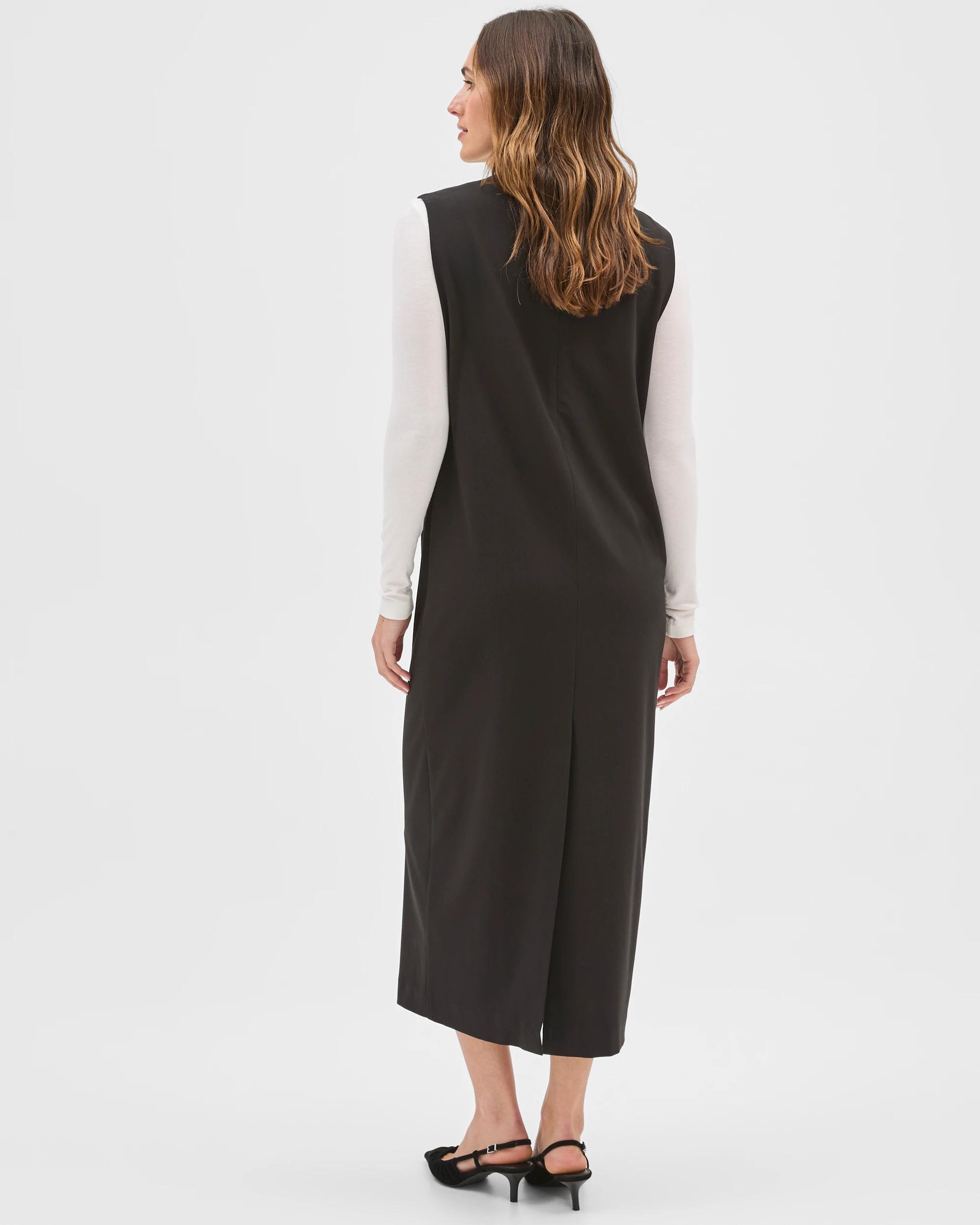 5 Preview Deep V-Neck Column Midi Dress BLACK, 5 of 7