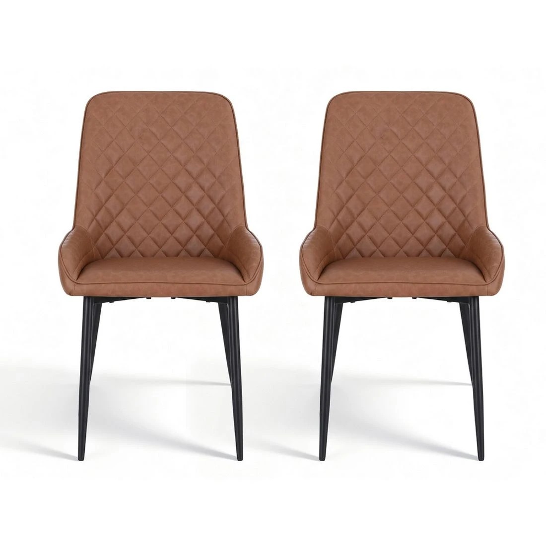 3 Artiss 2x Dining Chairs Retro PU Leather Kitchen Lounge Cafe Accent Chair - Brown, 3 of 6