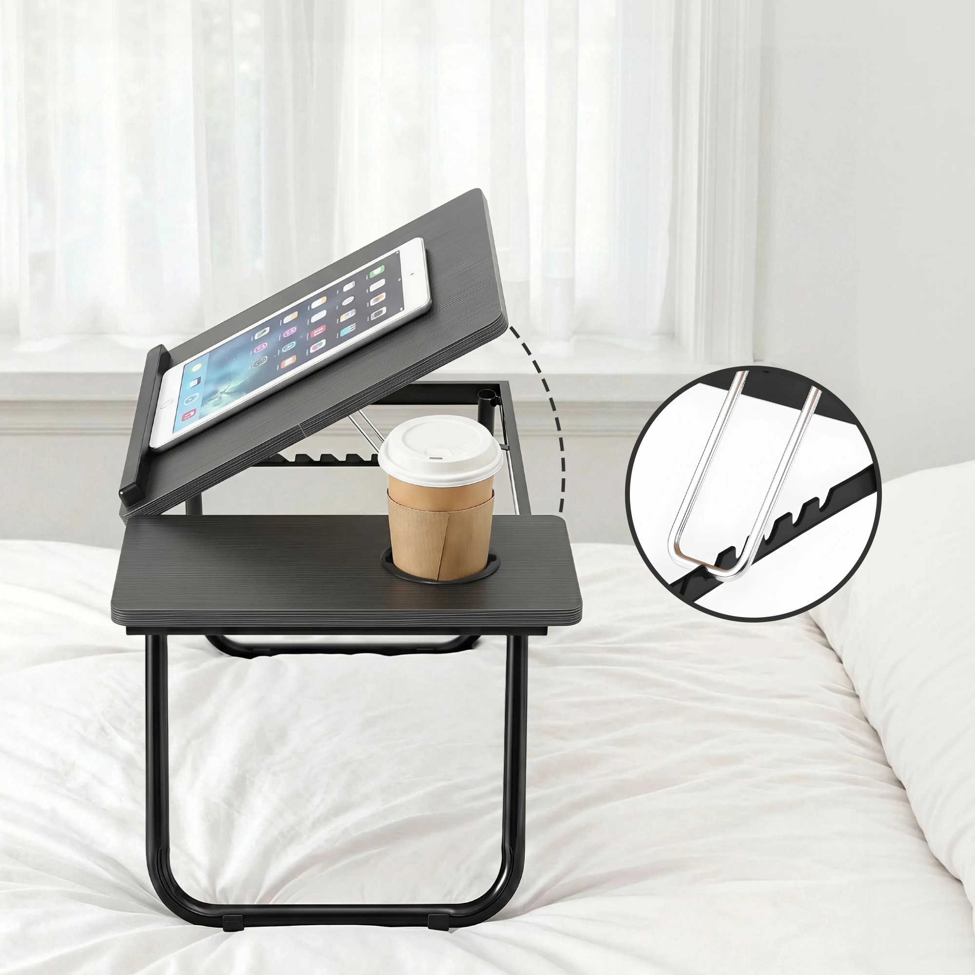 5 Artiss Laptop Desk Bed Table Foldable Portable Desktop - Black, 5 of 9