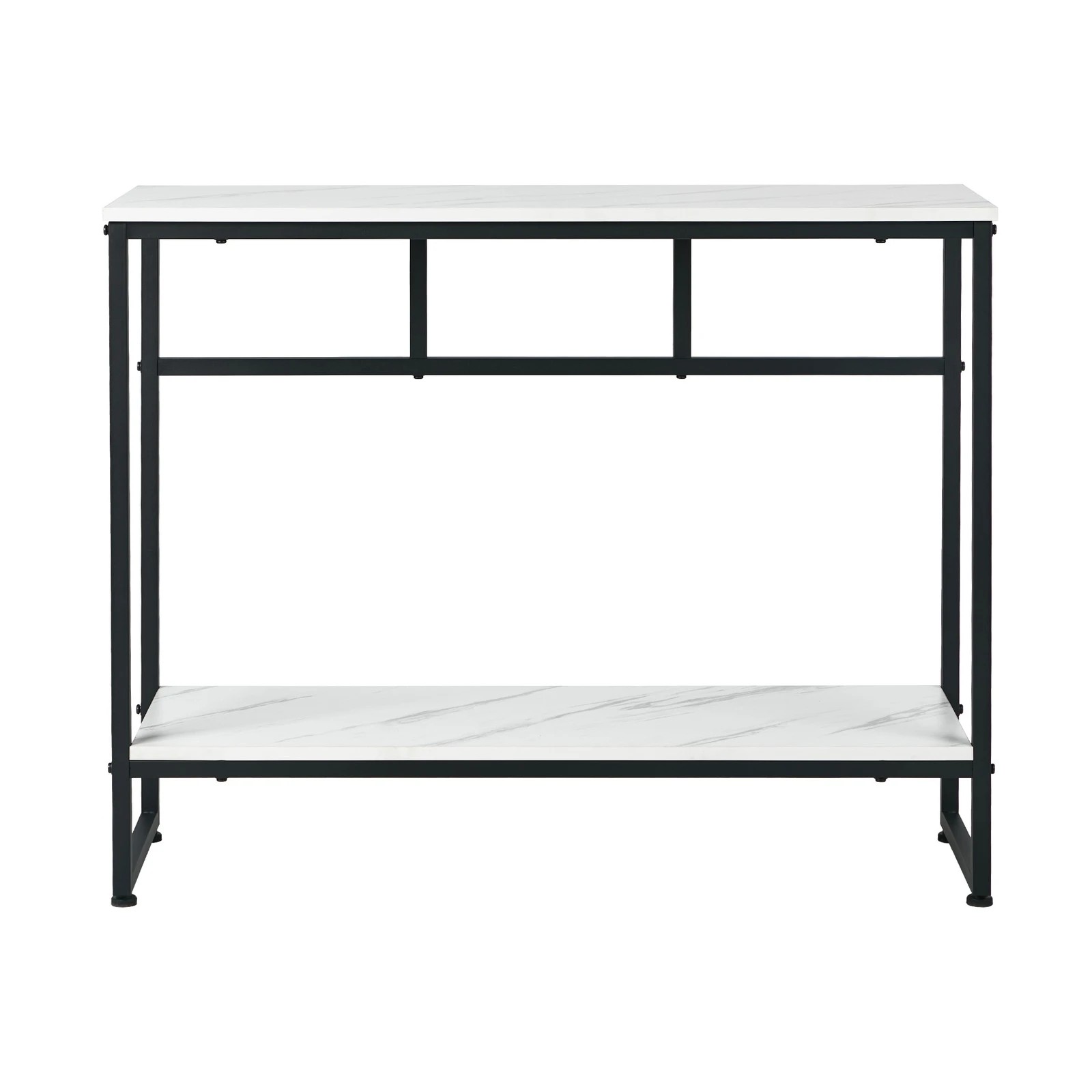 6 Oikiture Console Table Hallway Marble Effect Metal Entry Table Display - Black, 6 of 9