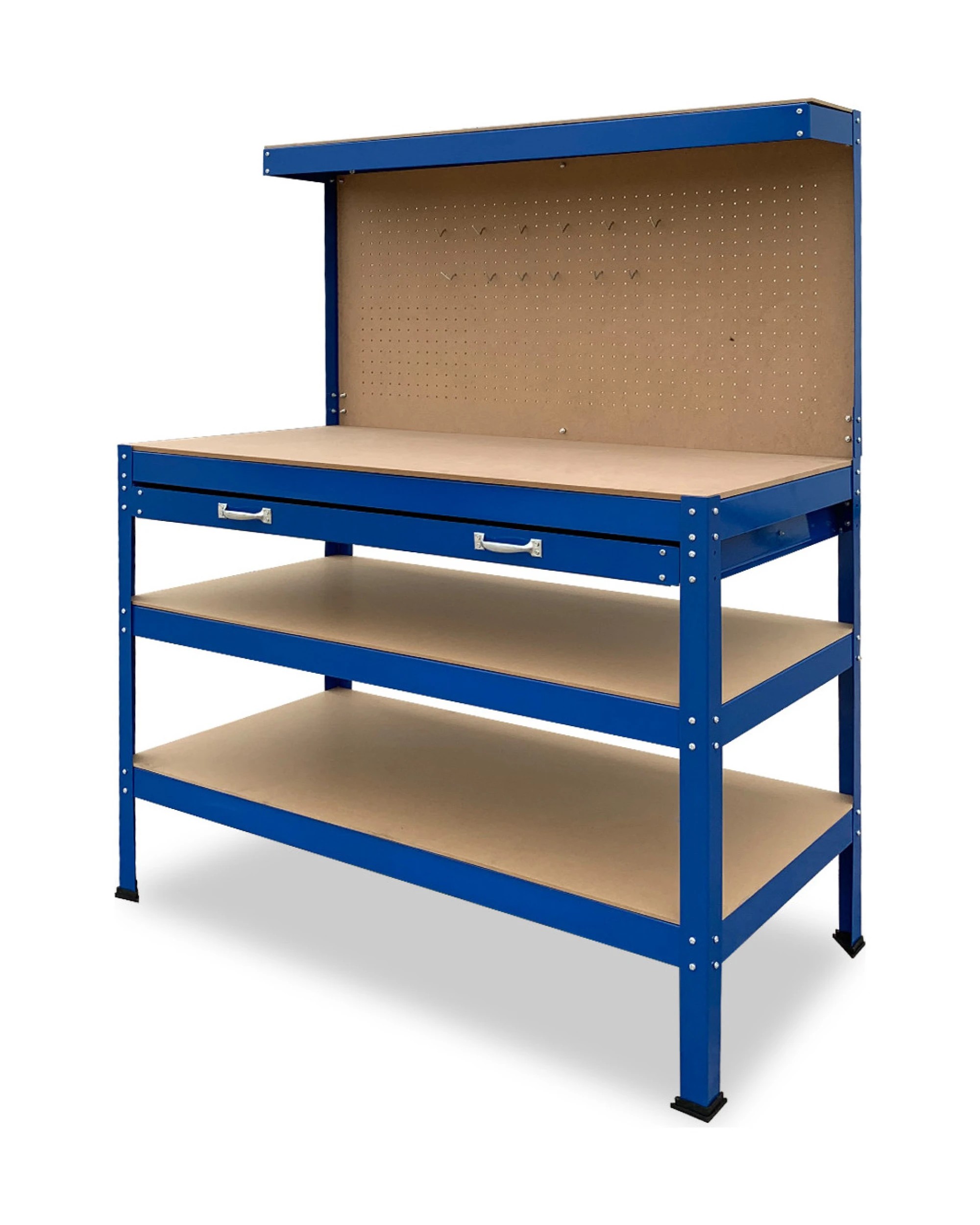 1 3-Layered Work Bench Garage Storage Table Tool Shop Shelf - Blue, 1 of 10