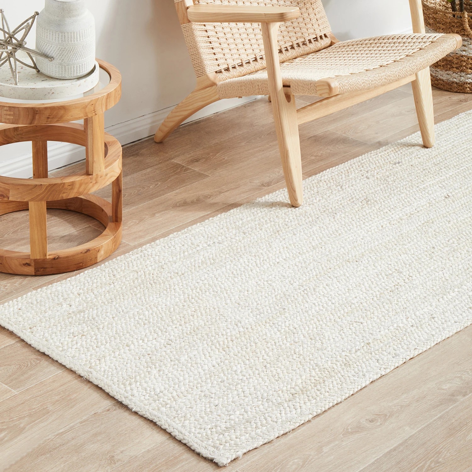3 Common Ground Rugs Shoreline White 300x80cm - Medium Runner Hand Braided Jute Rug - Natural, 3 of 9