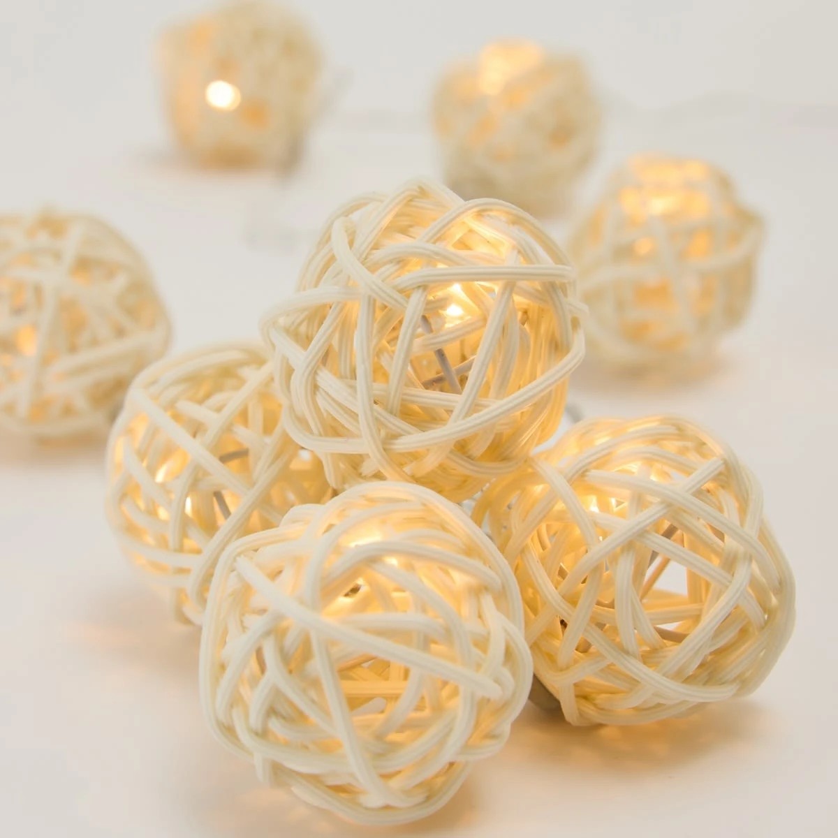 1 Rattan Look String Lights, 1 of 8