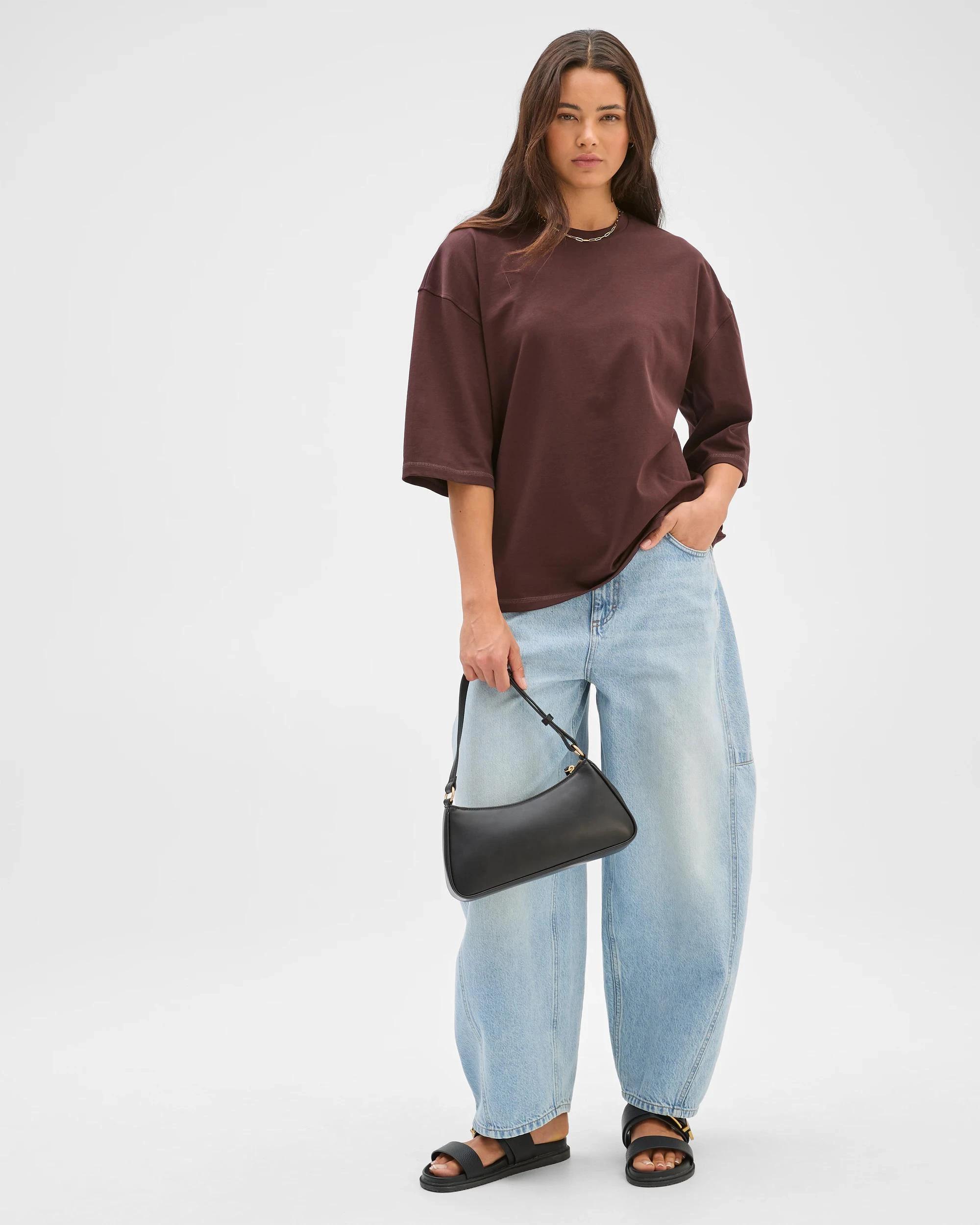 1 Lily Loves Oversized Australian Cotton T-Shirt CHOCOLATE BROWN, 1 of 6