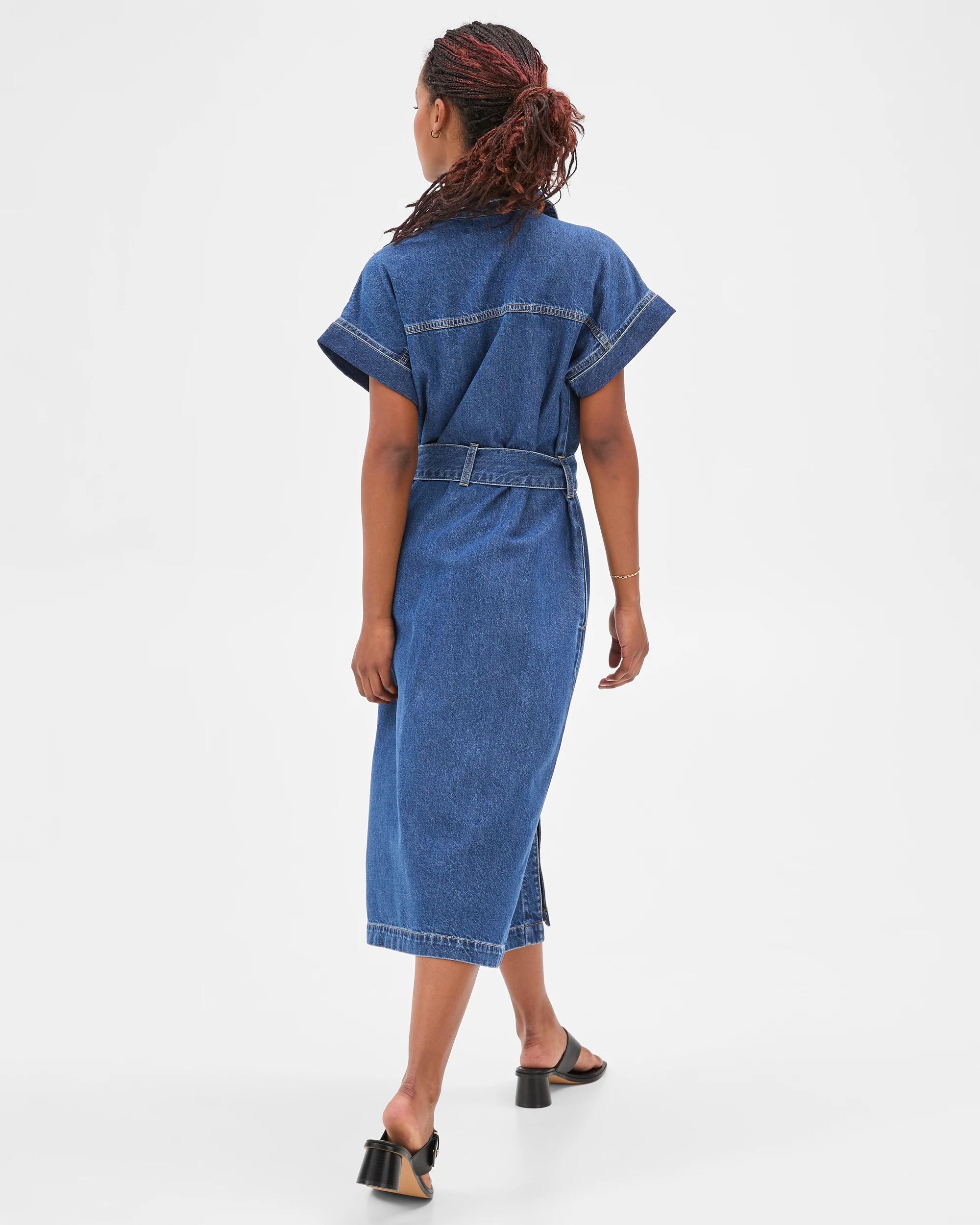 4 Target Petites Midi Denim Shirt Dress MEDITERRANEAN BLUE, 4 of 7