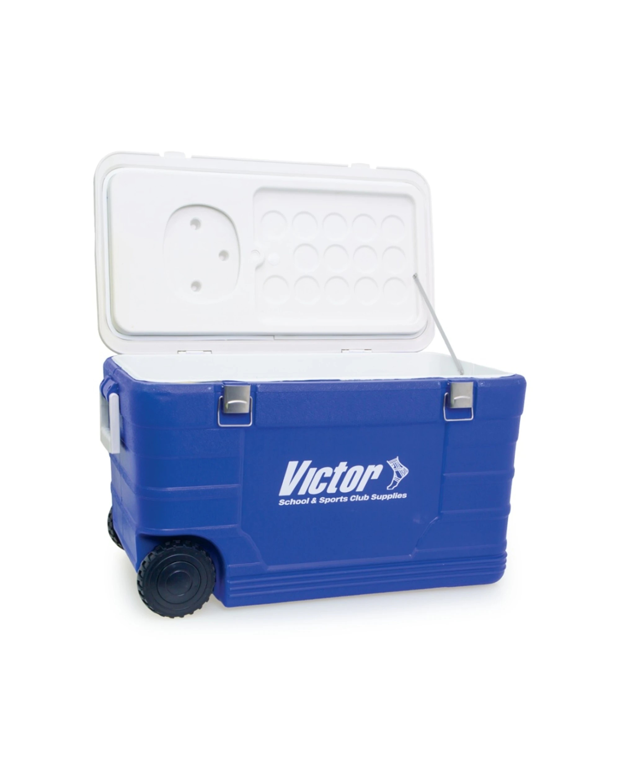 1 Victor Sports Esky Wheeled Cooler 52L With Pull Handle And All Terrain - Blue, 1 of 4